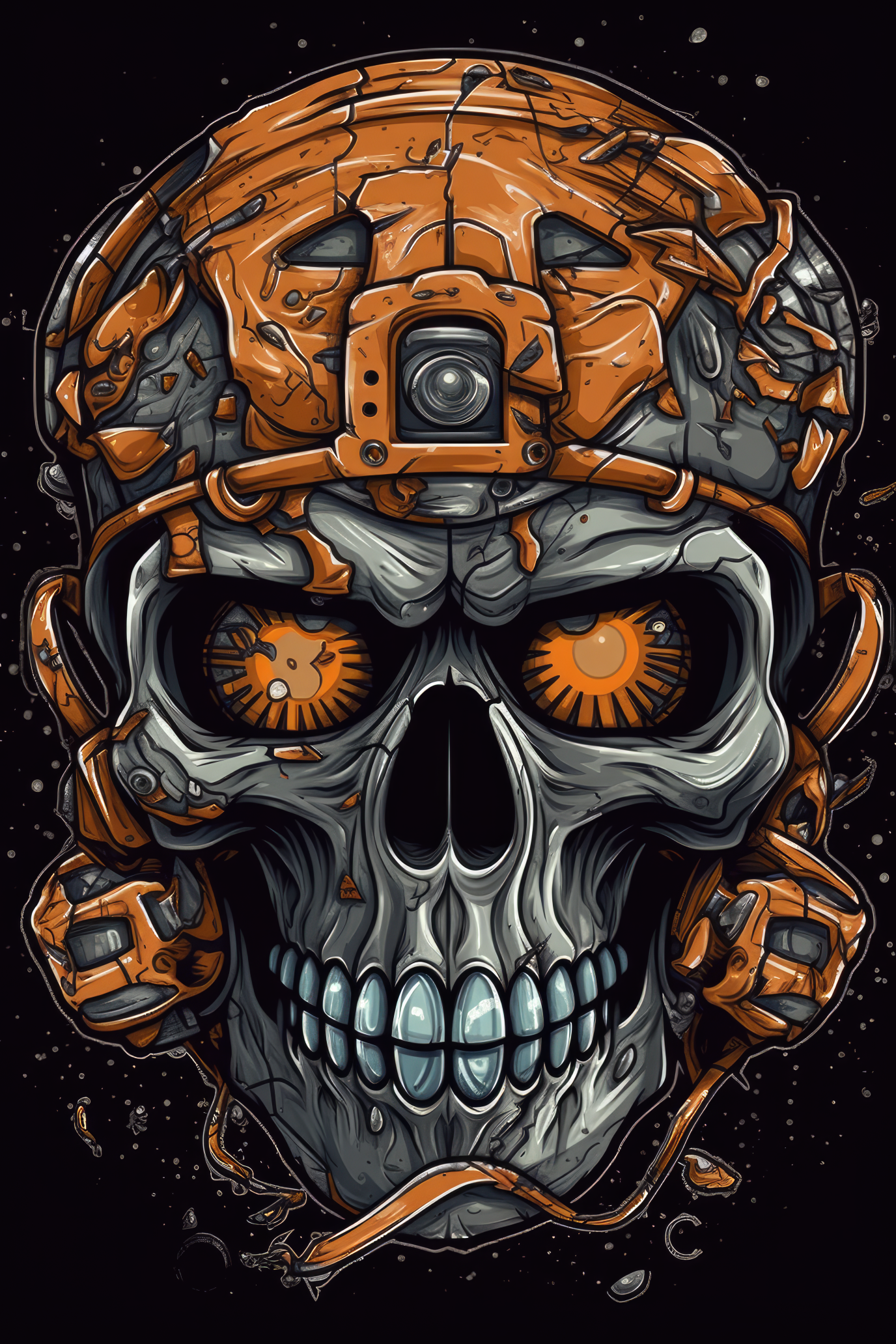 Cartoon Football helmet skull Tshirt design 1 (Paitakuva)