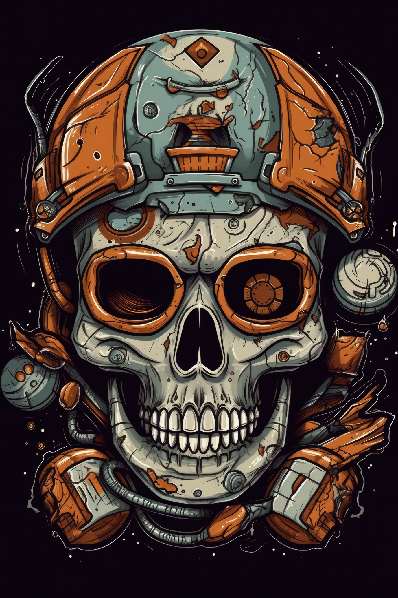 Cartoon Football helmet skull Tshirt design 2 (Paitakuva)
