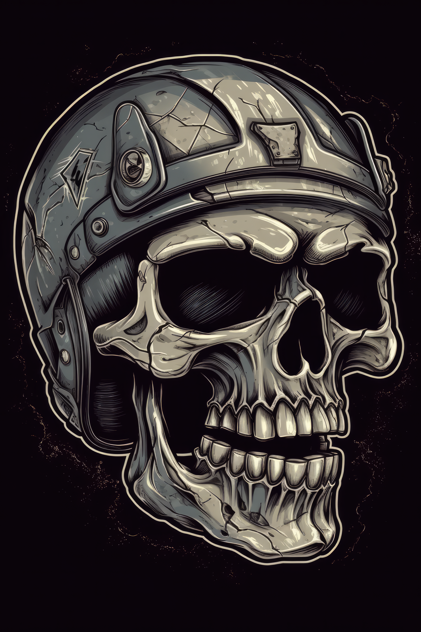 Cartoon Football helmet skull Tshirt design (Paitakuva)