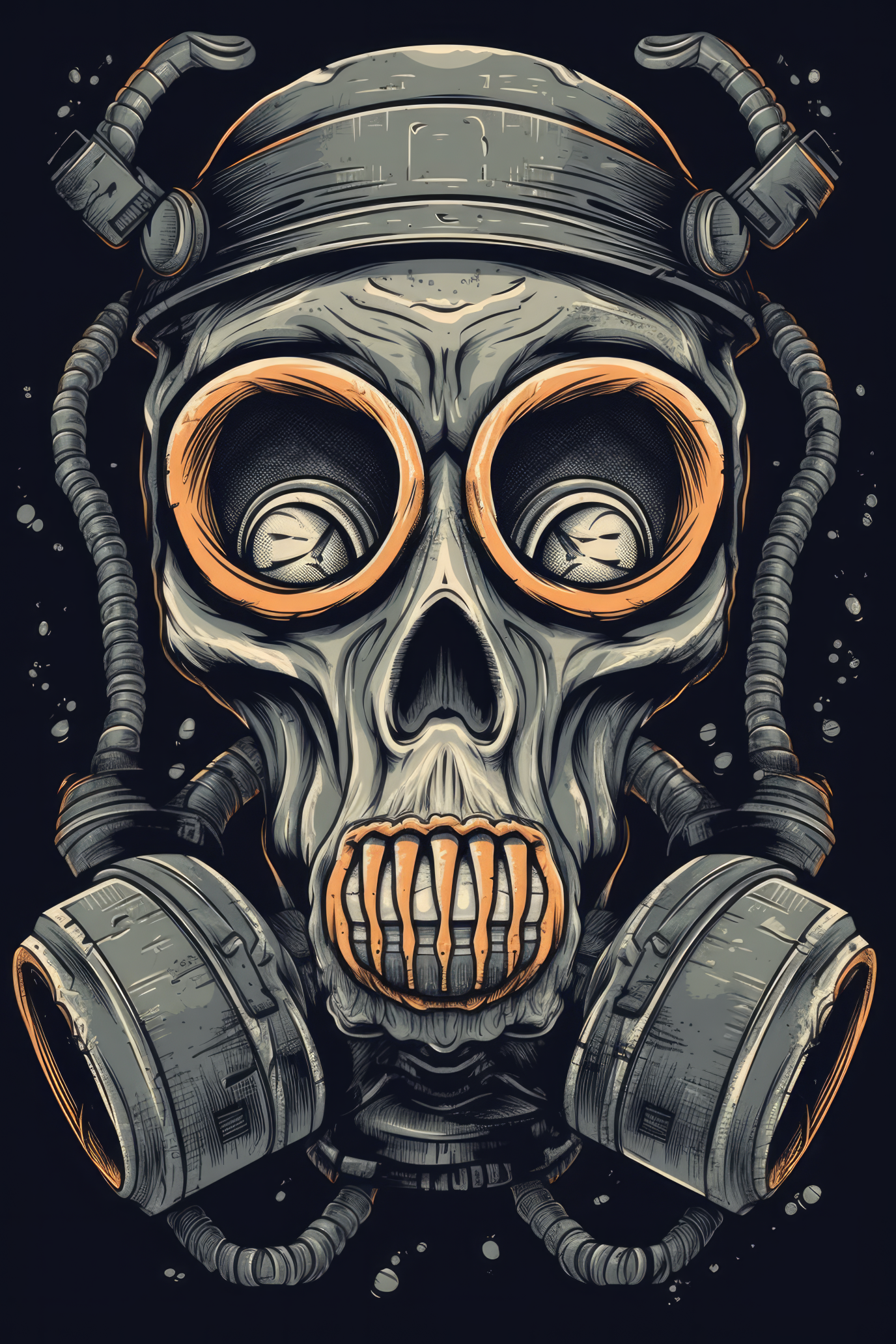 Cartoon Gas mask skull Tshirt design 1 (Paitakuva)