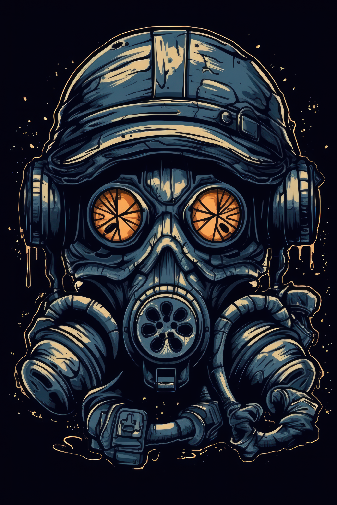Cartoon Gas mask skull Tshirt design 2 (Paitakuva)