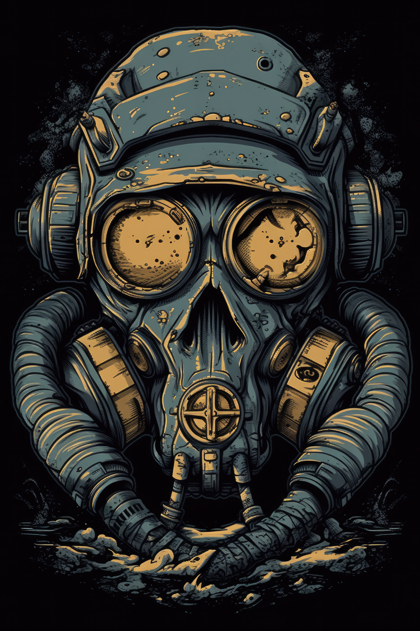 Cartoon Gas mask skull Tshirt design (Paitakuva)