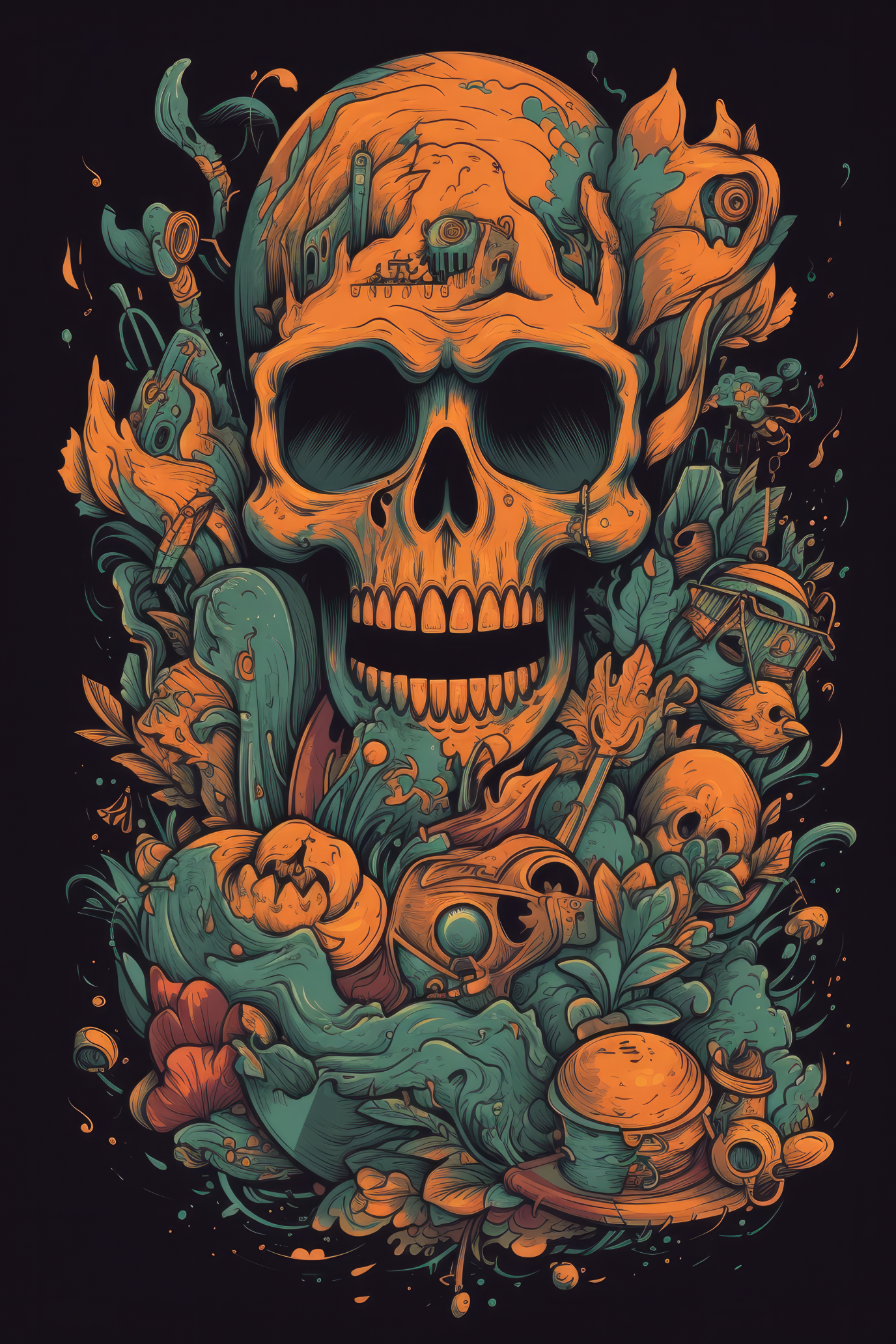 Cartoon Giant skull Tshirt design 3 (Paitakuva)