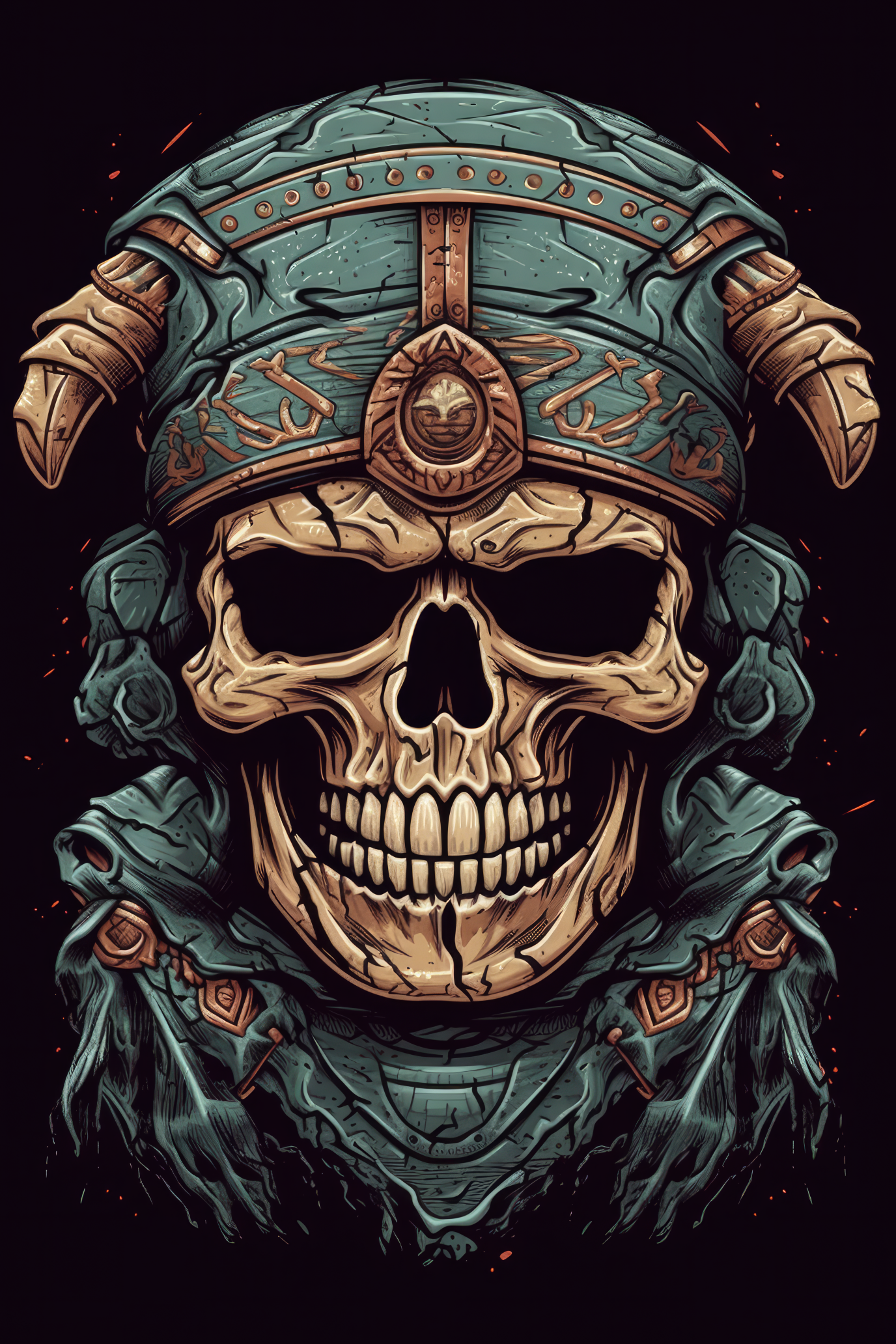 Cartoon Gladiator skull Tshirt design 1 (Paitakuva)