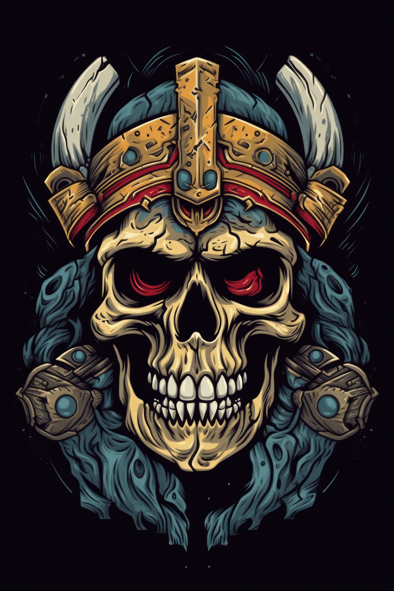 Cartoon Gladiator skull Tshirt design 2 (Paitakuva)