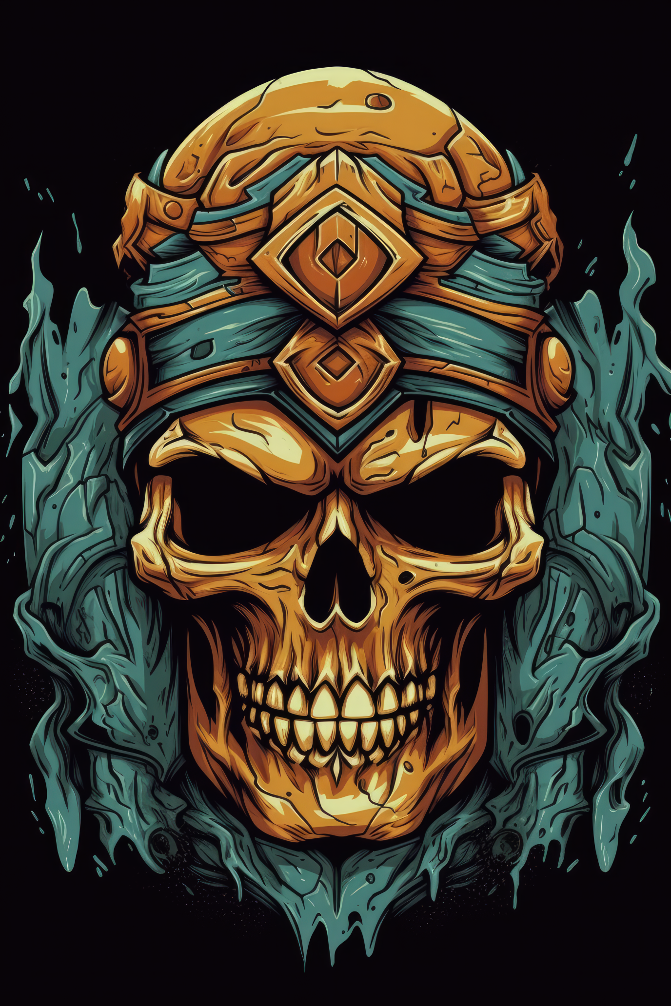 Cartoon Gladiator skull Tshirt design (Paitakuva)