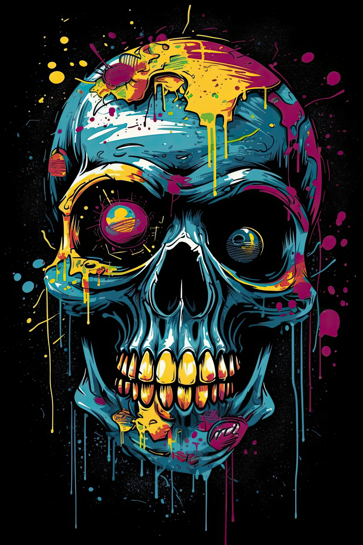 Cartoon Graffiti face skull Tshirt design 2 (Paitakuva)