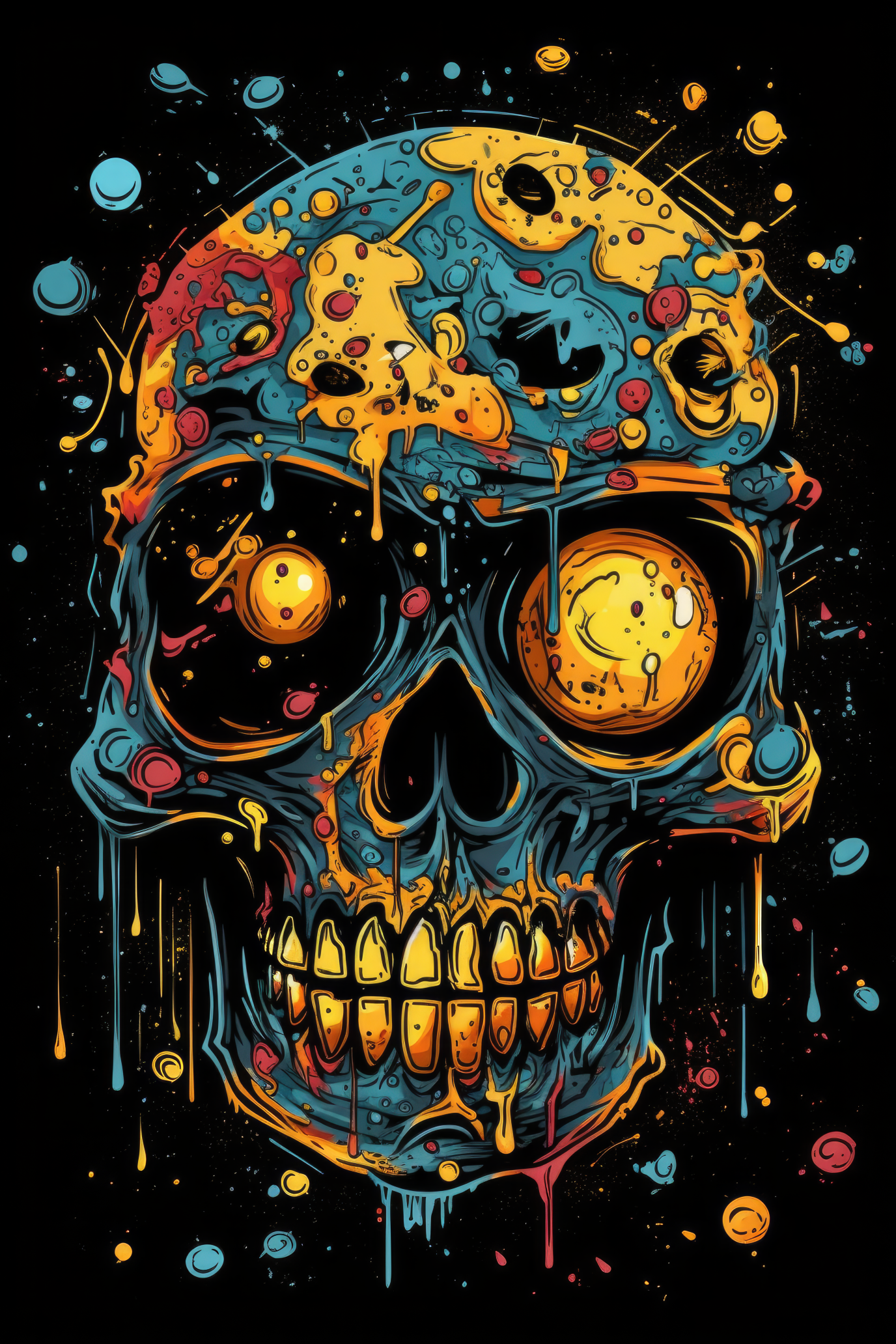 Cartoon Graffiti face skull Tshirt design (Paitakuva)