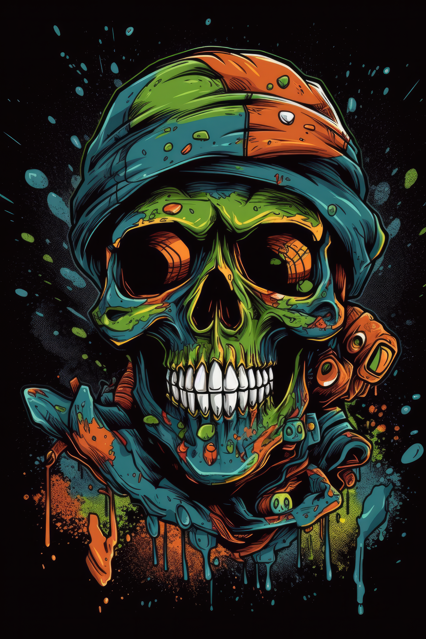 Cartoon Graffiti skull Tshirt design 1 (Paitakuva)