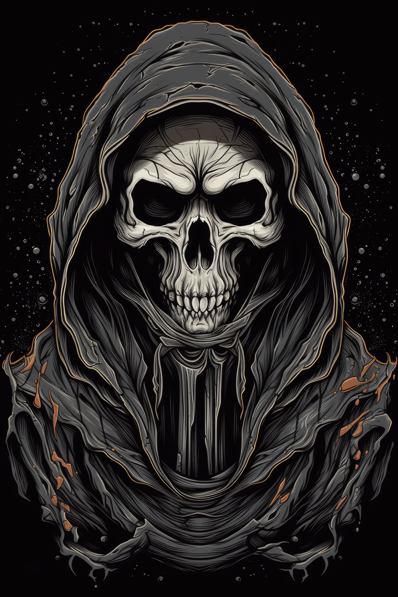 Cartoon Hooded cloak skull Tshirt design 1 (Paitakuva)