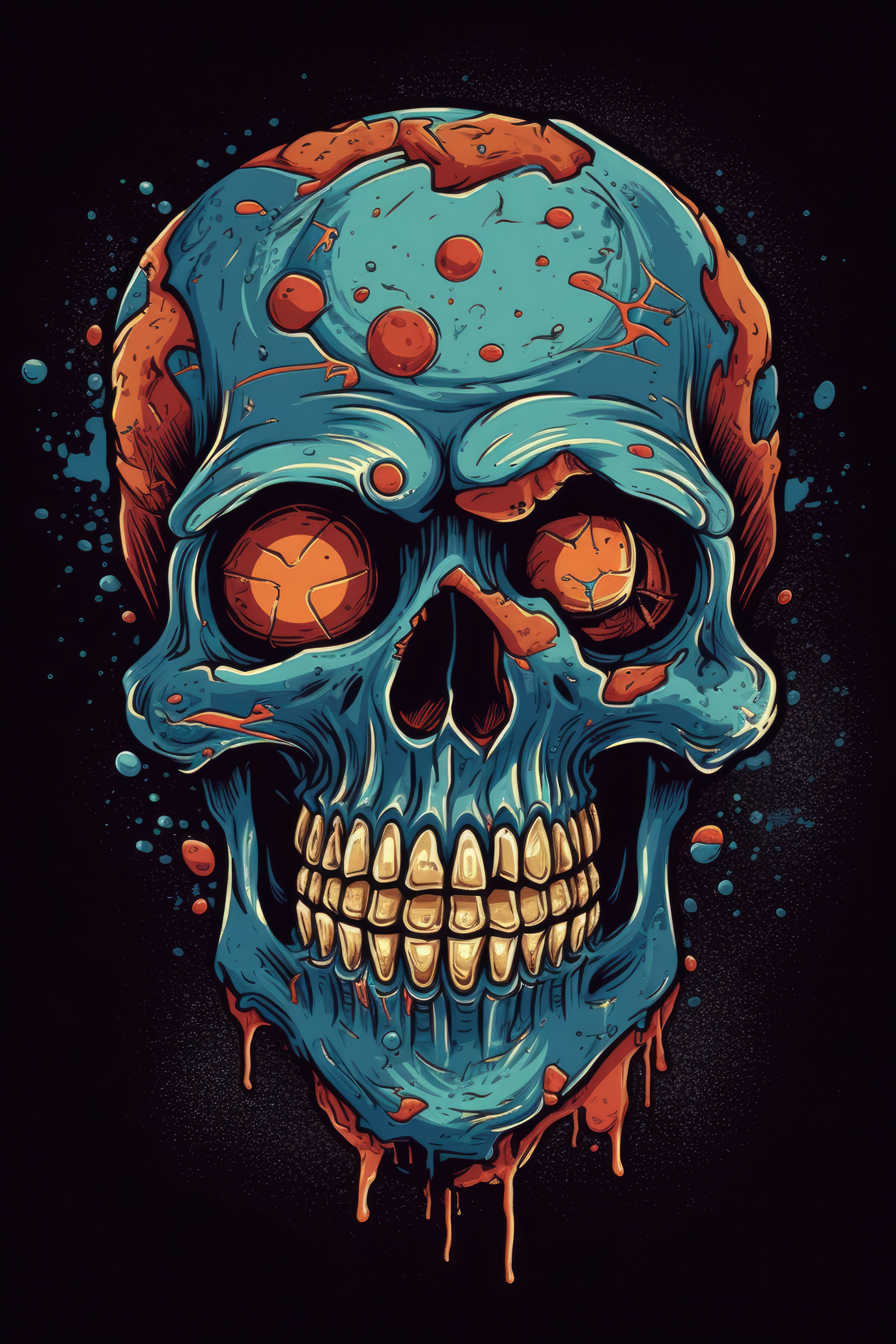 Cartoon Human skull Tshirt design 1 (Paitakuva)