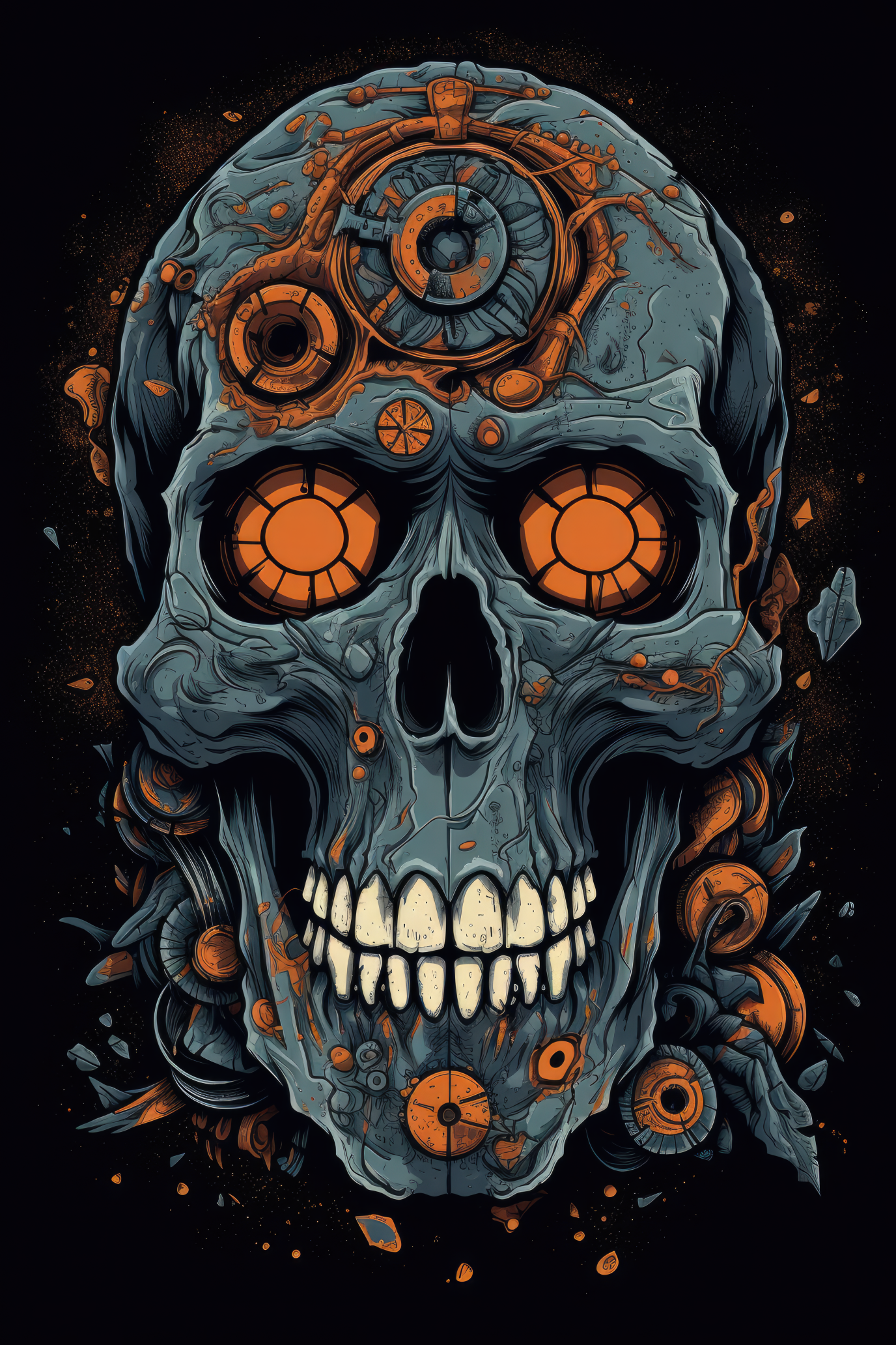 Cartoon Human skull Tshirt design 3 (Paitakuva)