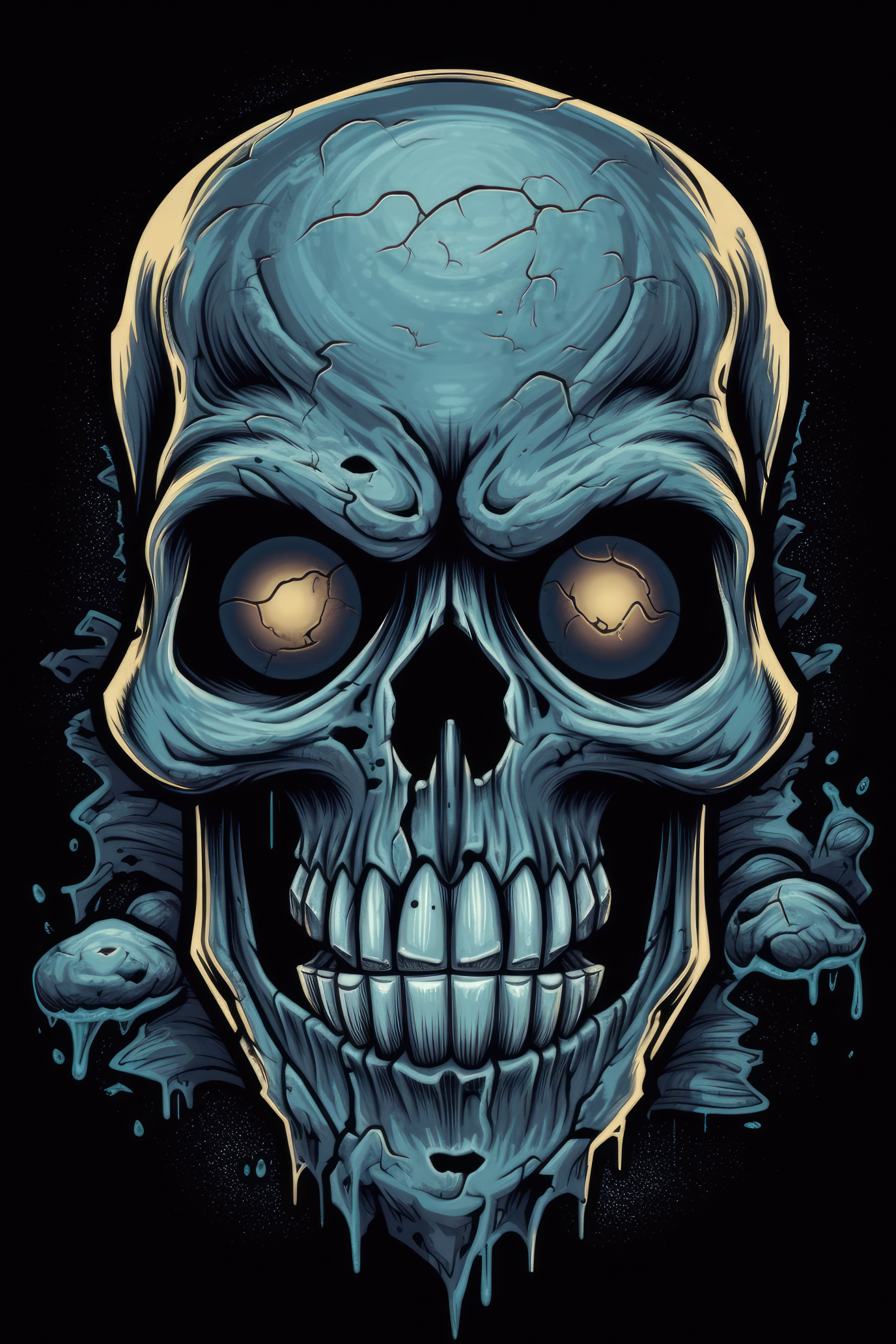 T-PAITA MUSTA - Cartoon Phantom skull (00 295)