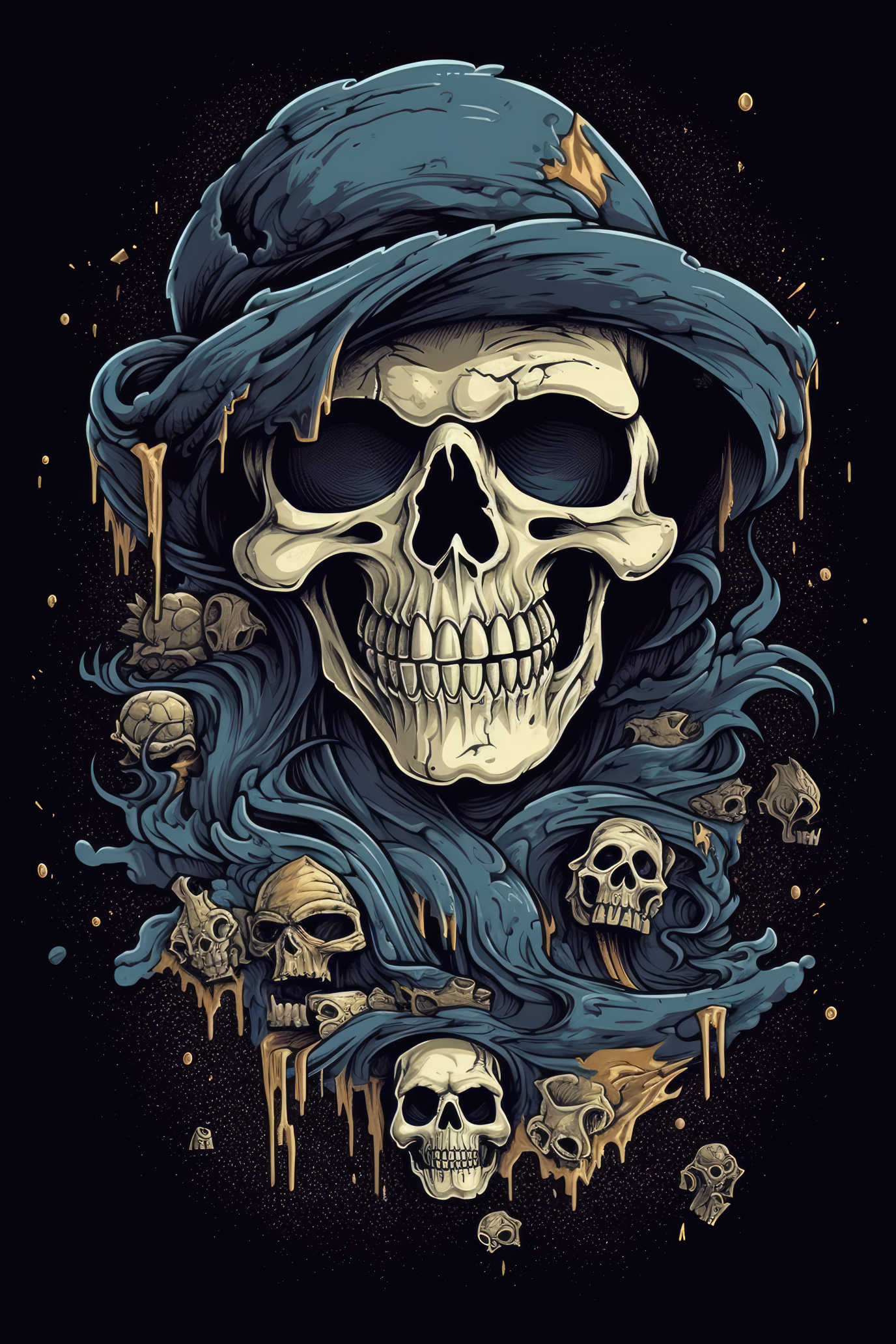 Cartoon Phantom skull Tshirt design 3 (Paitakuva)