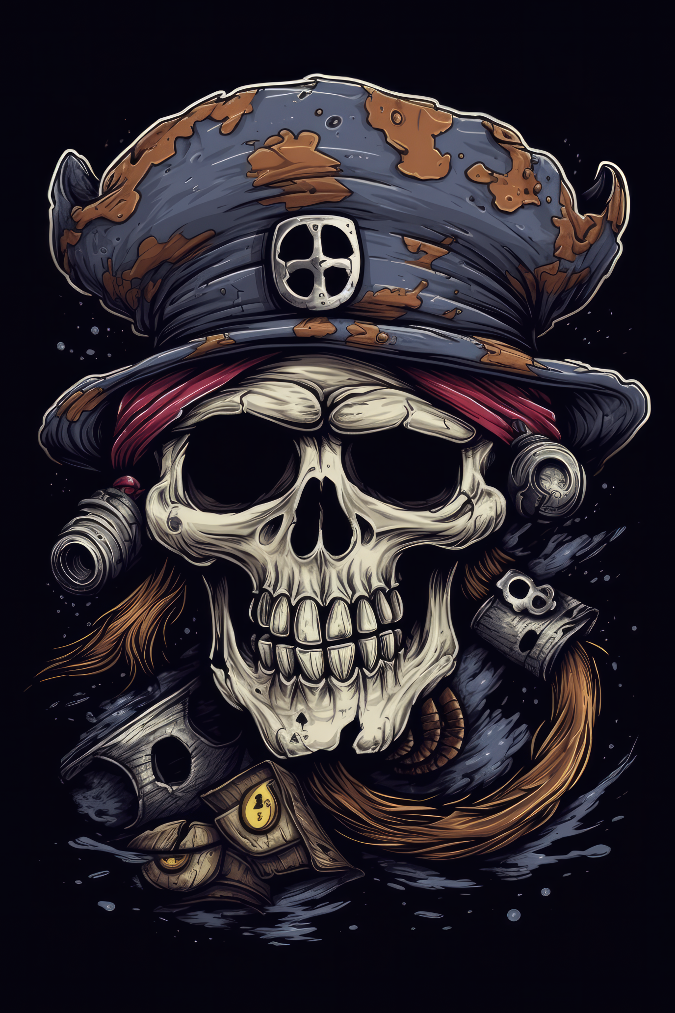 Cartoon Pirate skull Tshirt design 1 (Paitakuva)
