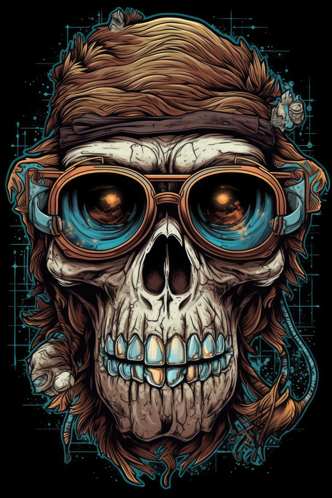 Cartoon Primate skull Tshirt design 1 (Paitakuva)