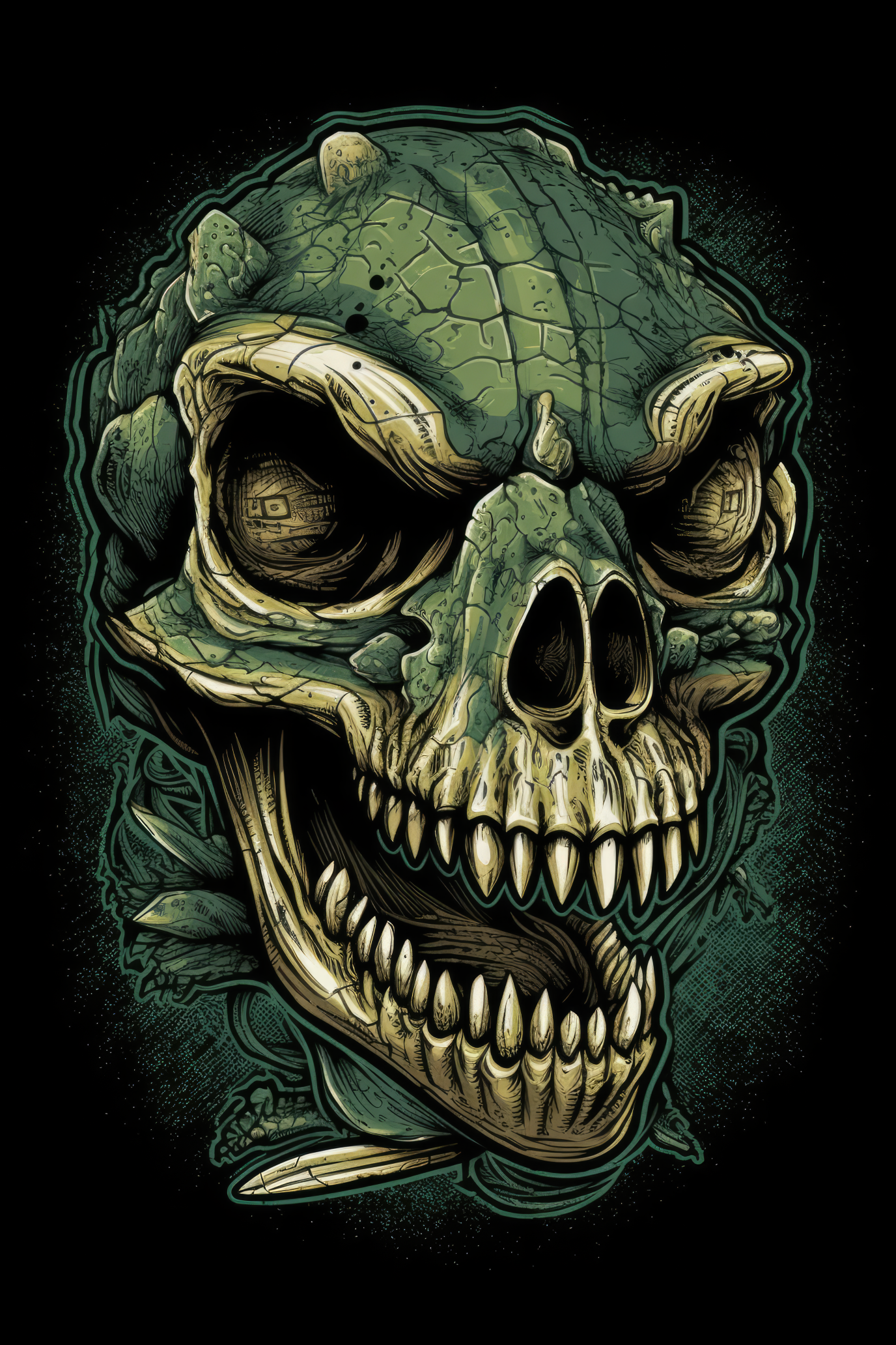 Cartoon Reptile skull Tshirt design 1 (Paitakuva)