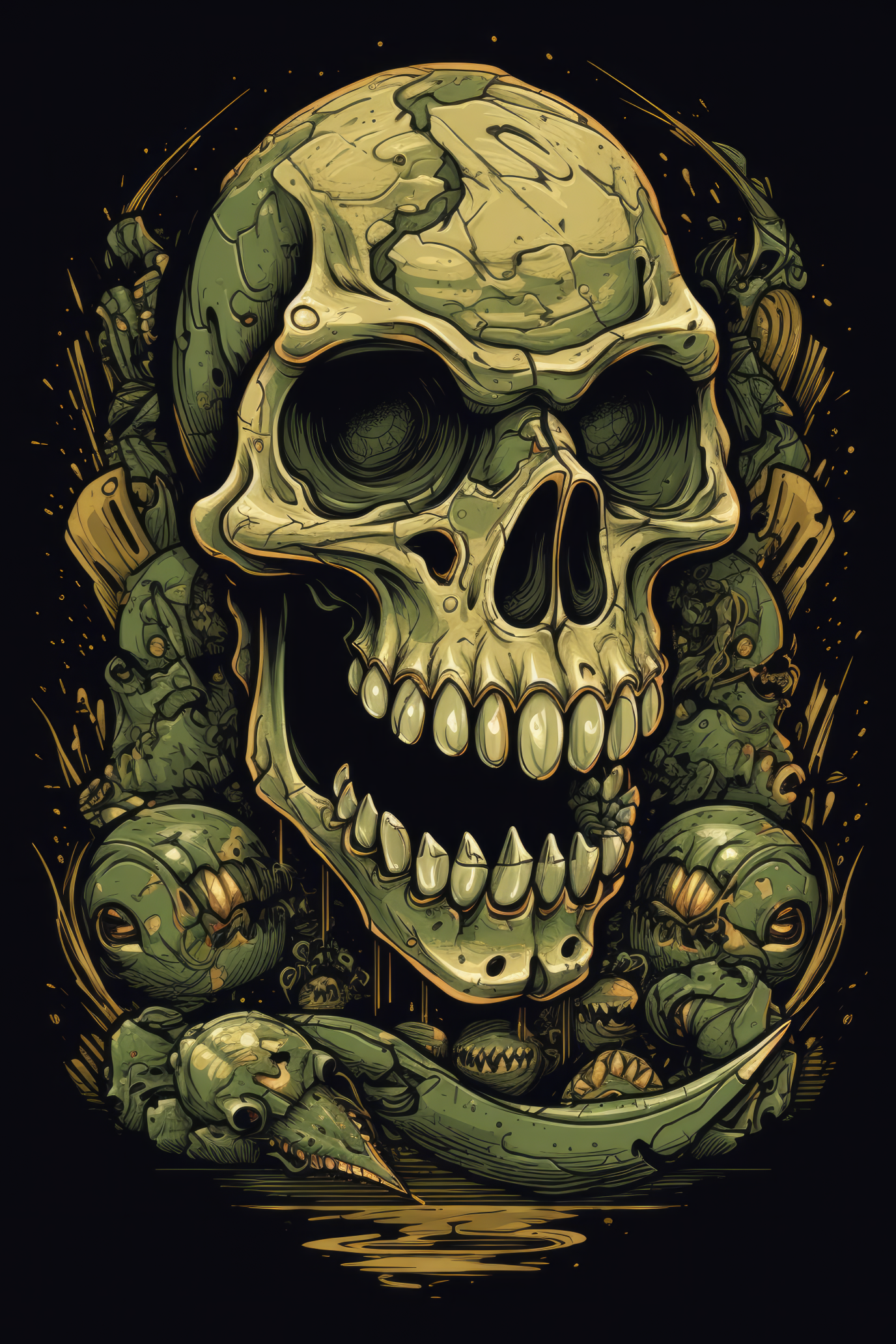 Cartoon Reptile skull Tshirt design 2 (Paitakuva)