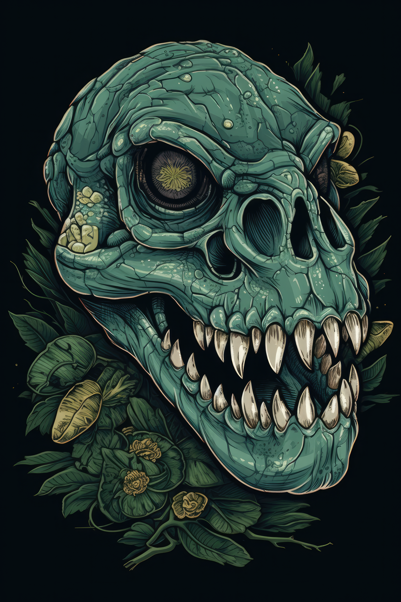 Cartoon Reptile skull Tshirt design 3 (Paitakuva)