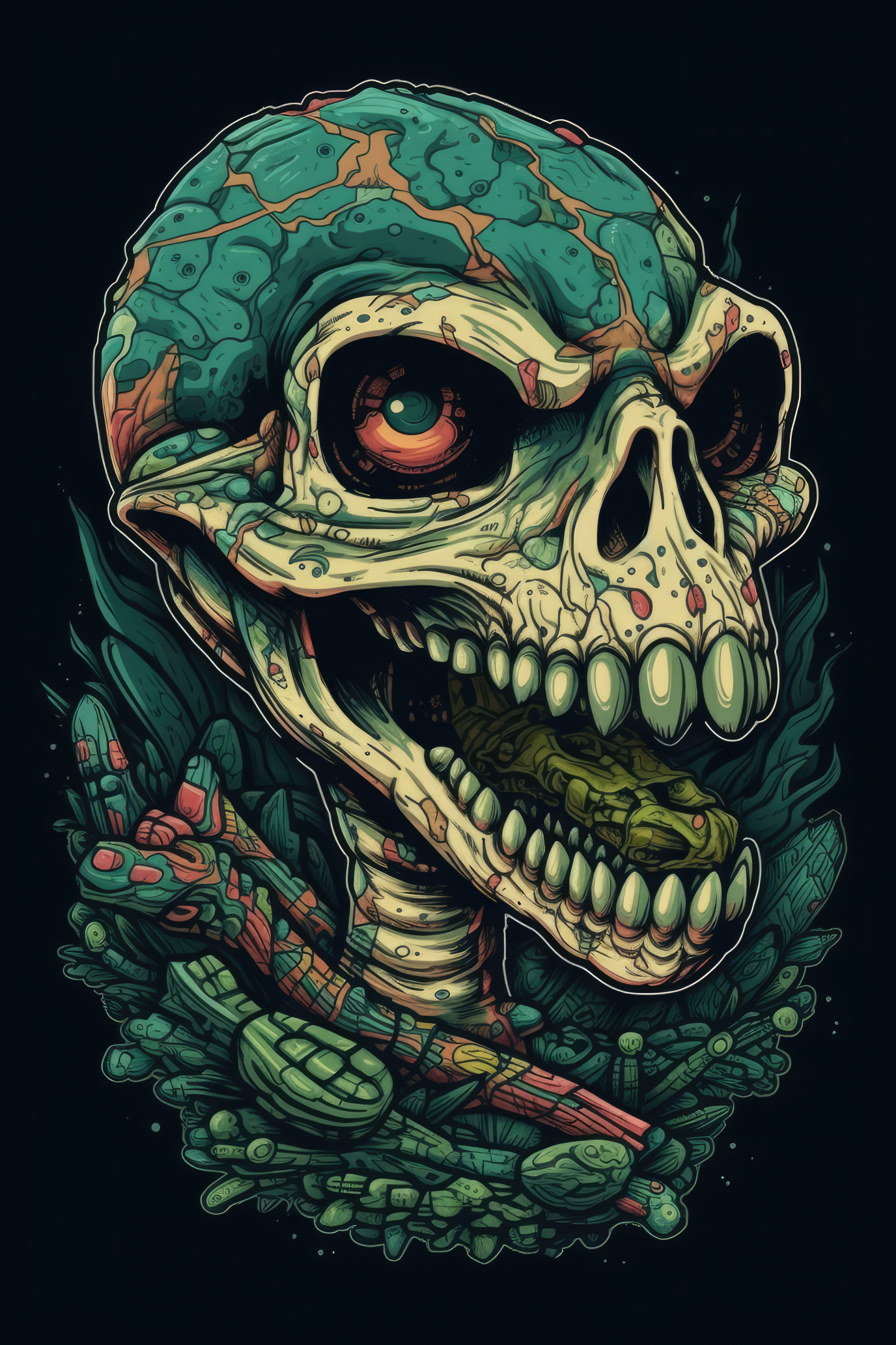 Cartoon Reptile skull Tshirt design (Paitakuva)