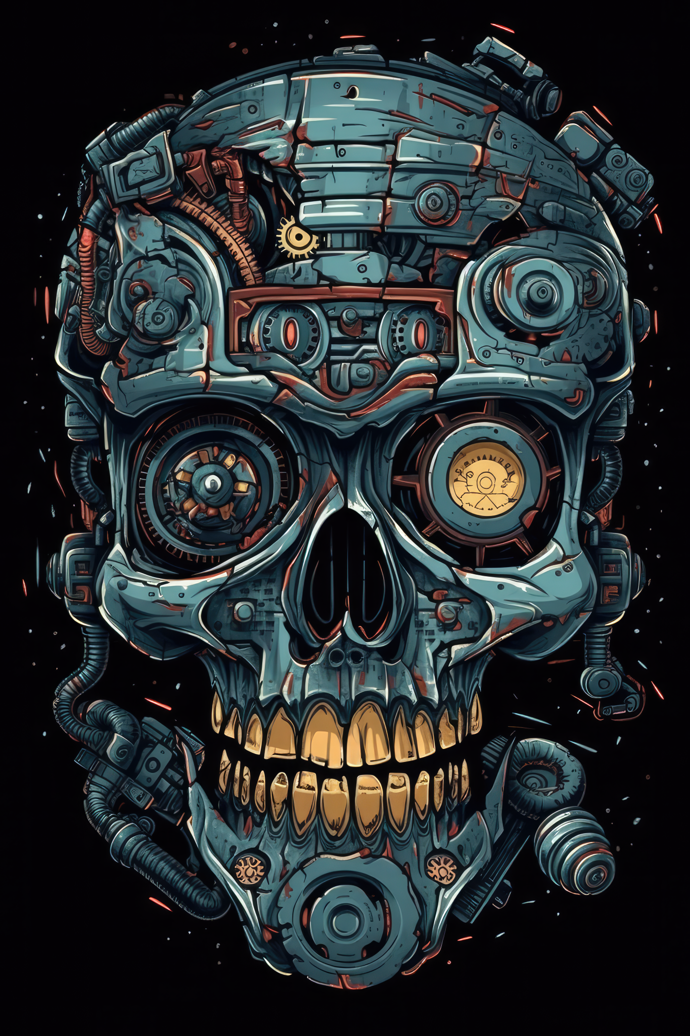 Cartoon Robot skull Tshirt design 1 (Paitakuva)