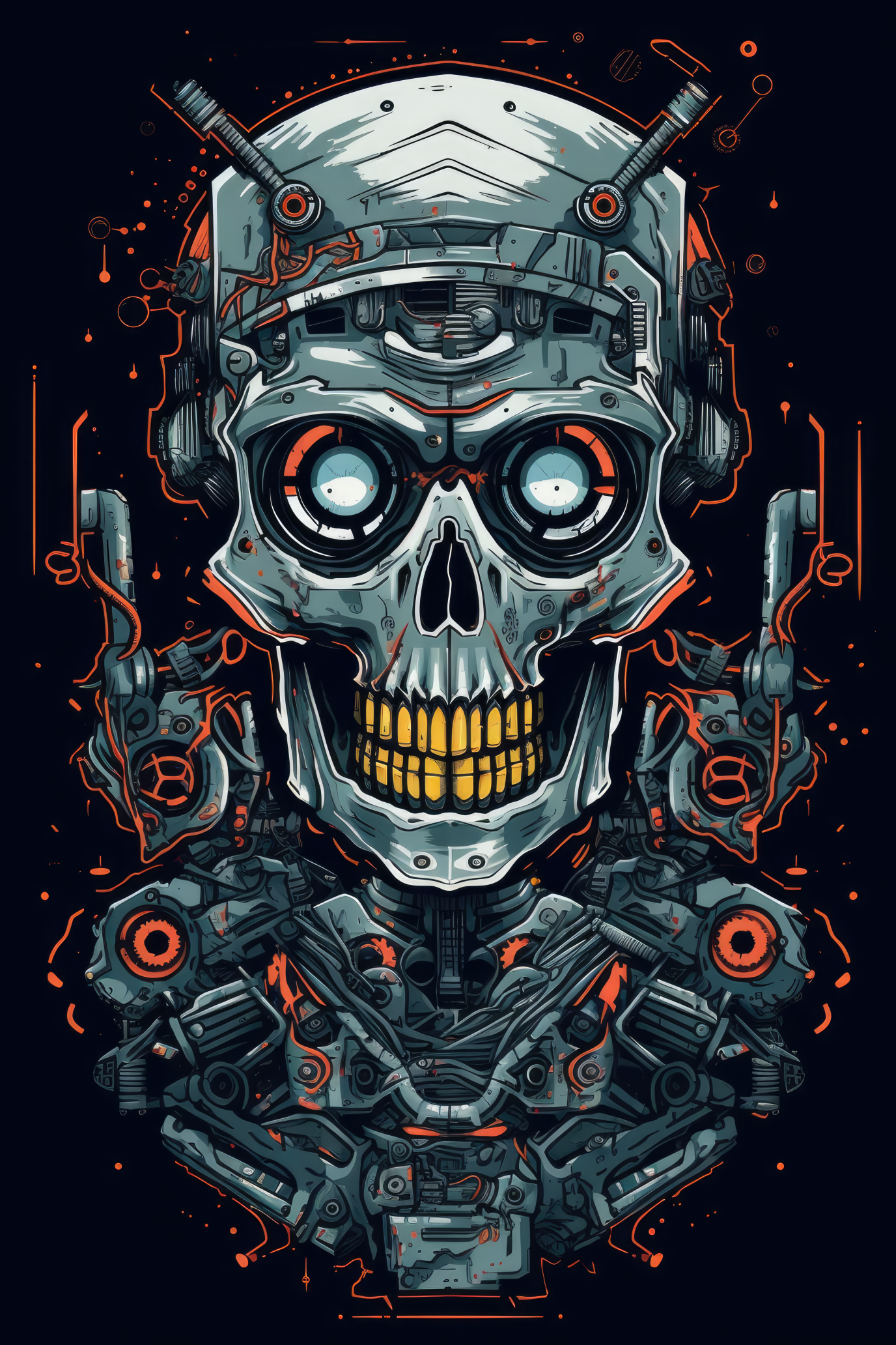 Cartoon Robot skull Tshirt design 2 (Paitakuva)