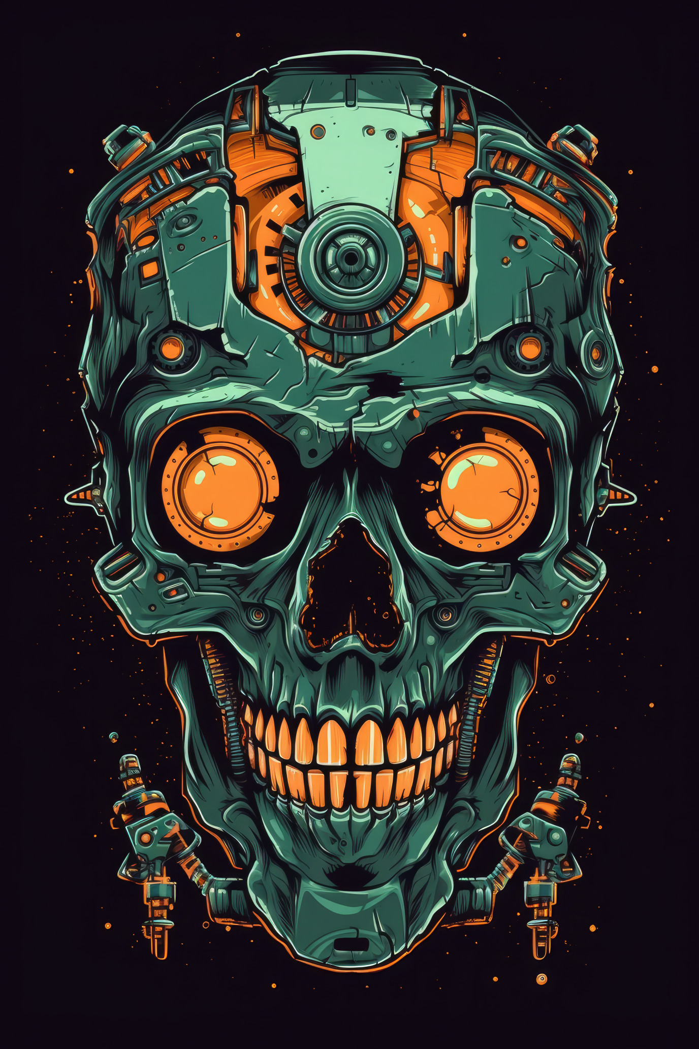 Cartoon Robot skull Tshirt design 3 (Paitakuva)