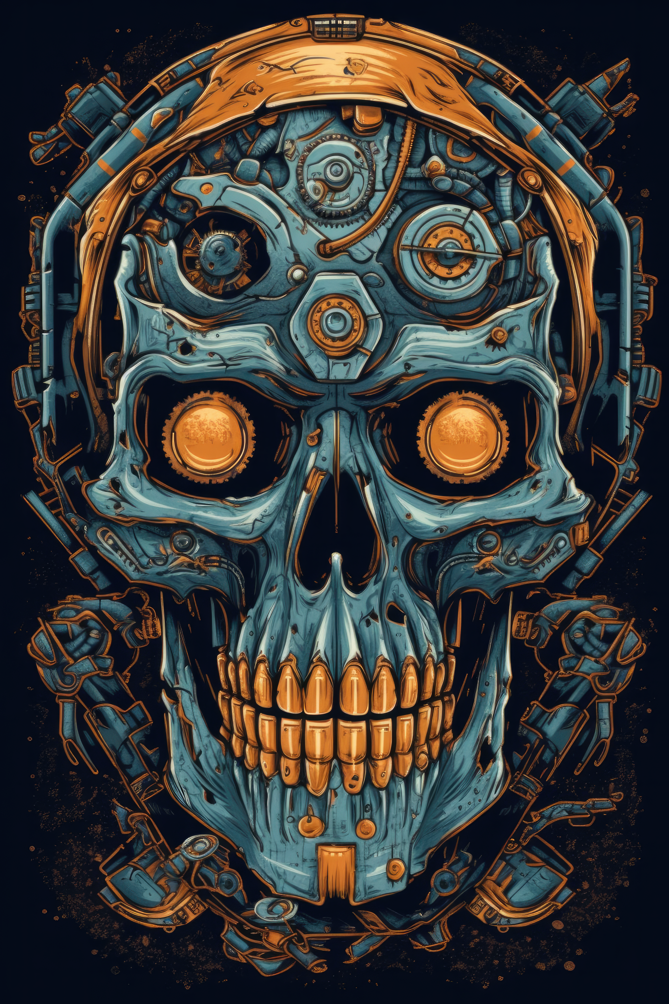 Cartoon Robot skull Tshirt design (Paitakuva)