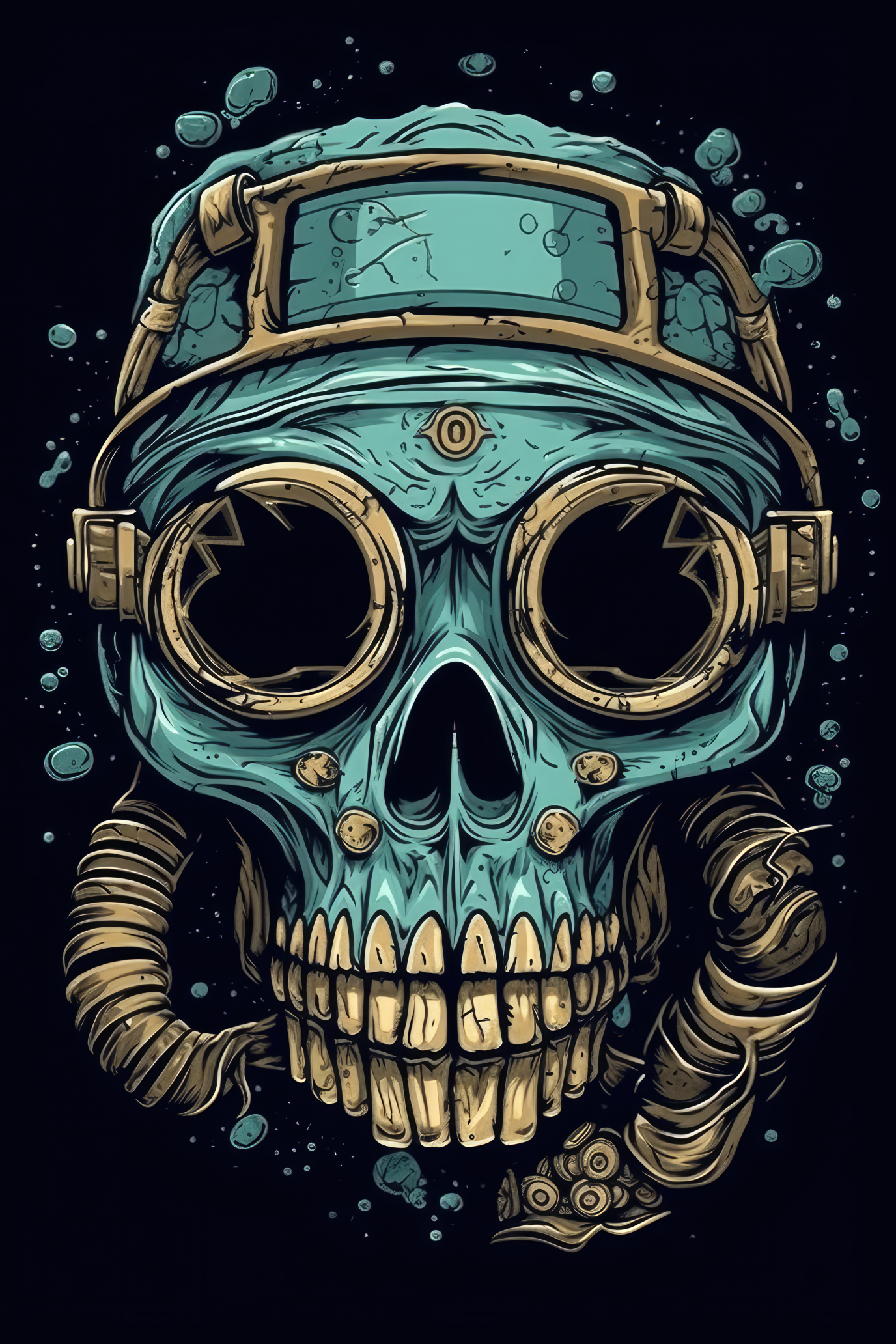 Cartoon Scuba mask skull Tshirt design 1 (Paitakuva)