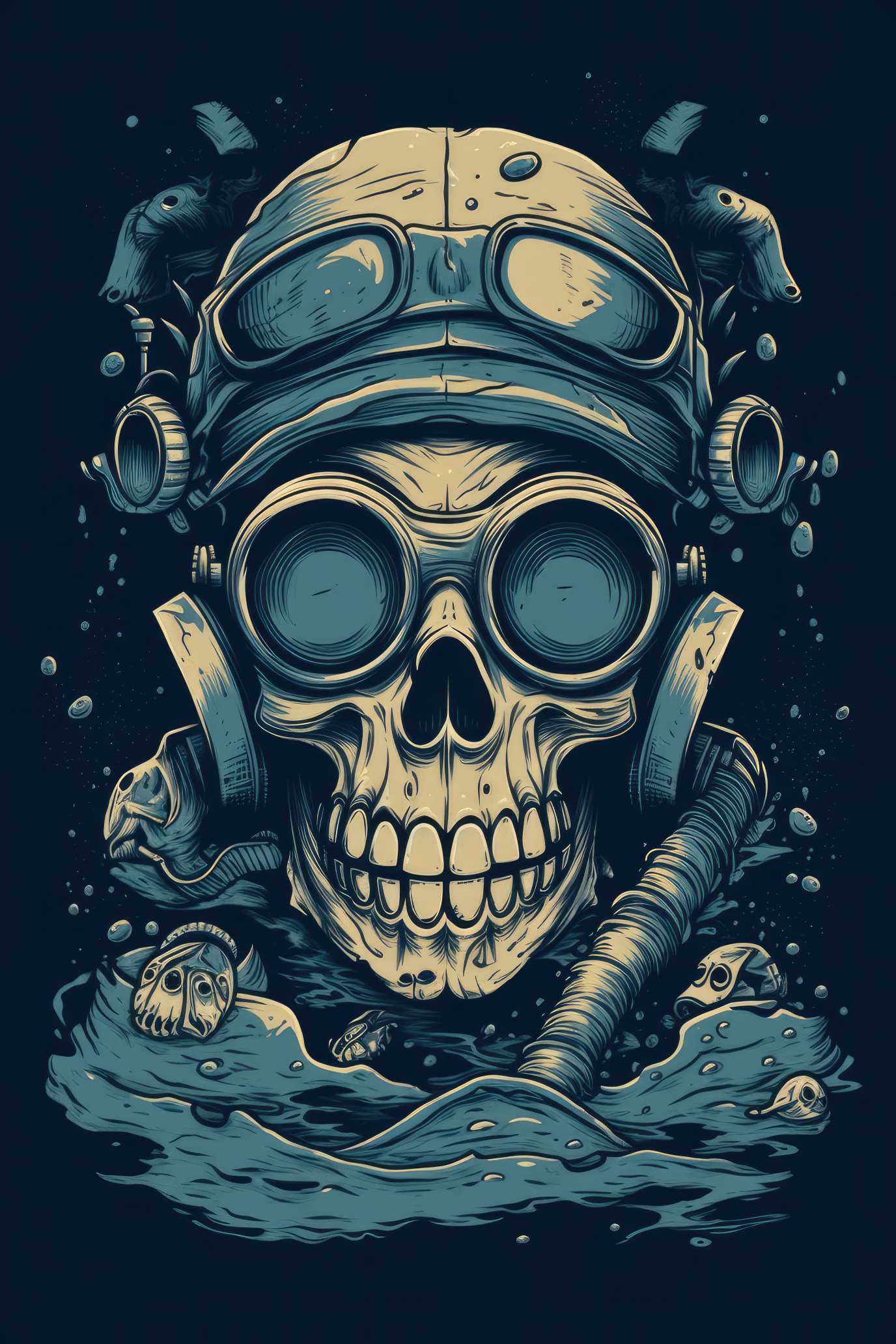 Cartoon Scuba mask skull Tshirt design (Paitakuva)