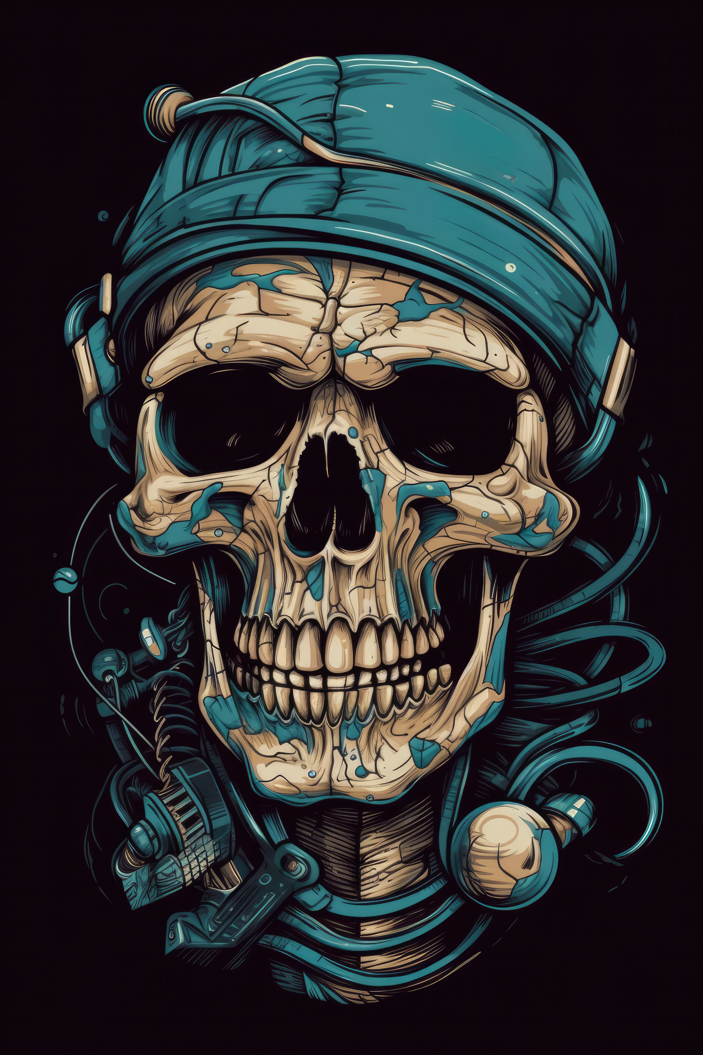 Cartoon Surgical mask skull Tshirt design 1 (Paitakuva)