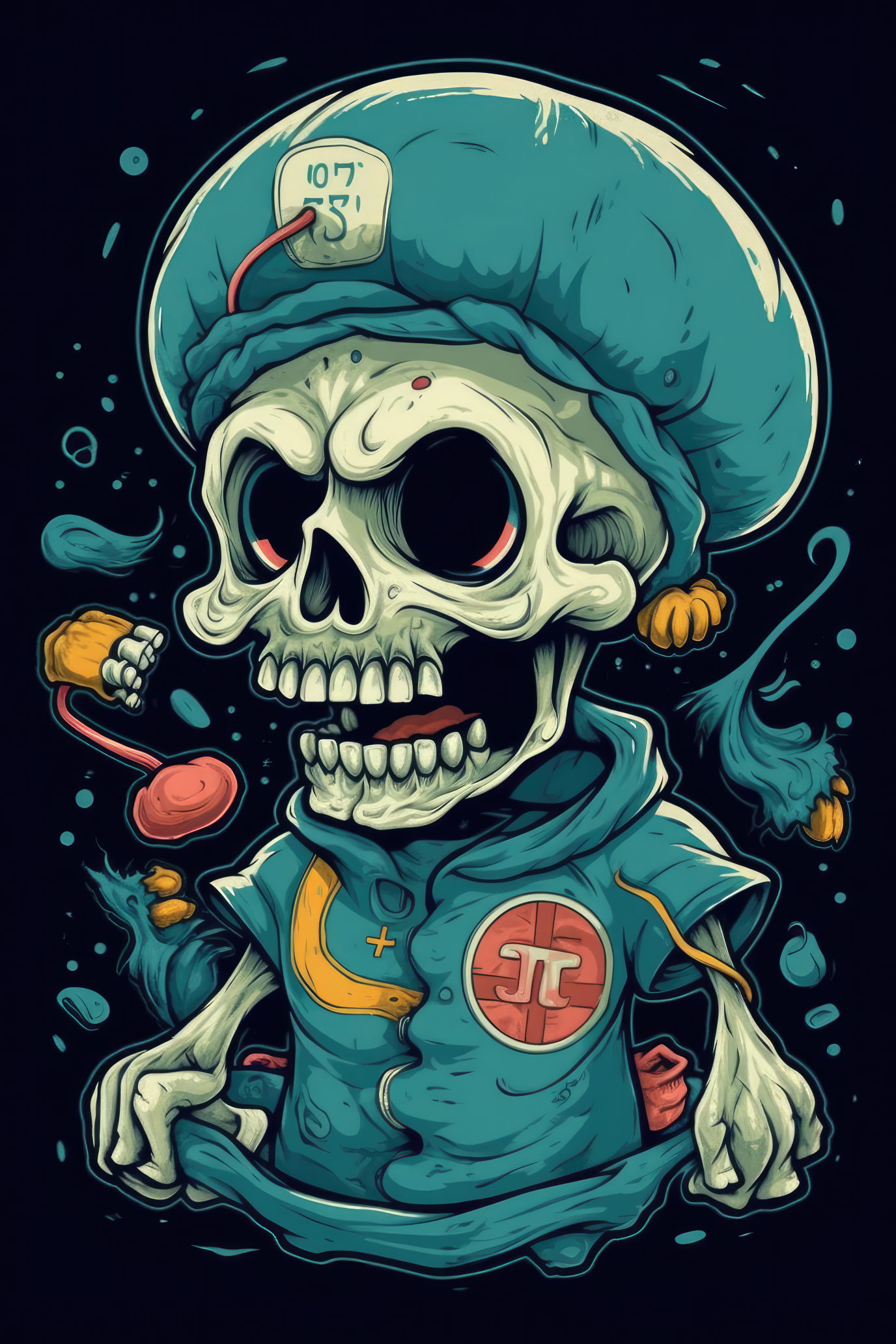 Cartoon Surgical mask skull Tshirt design 2 (Paitakuva)