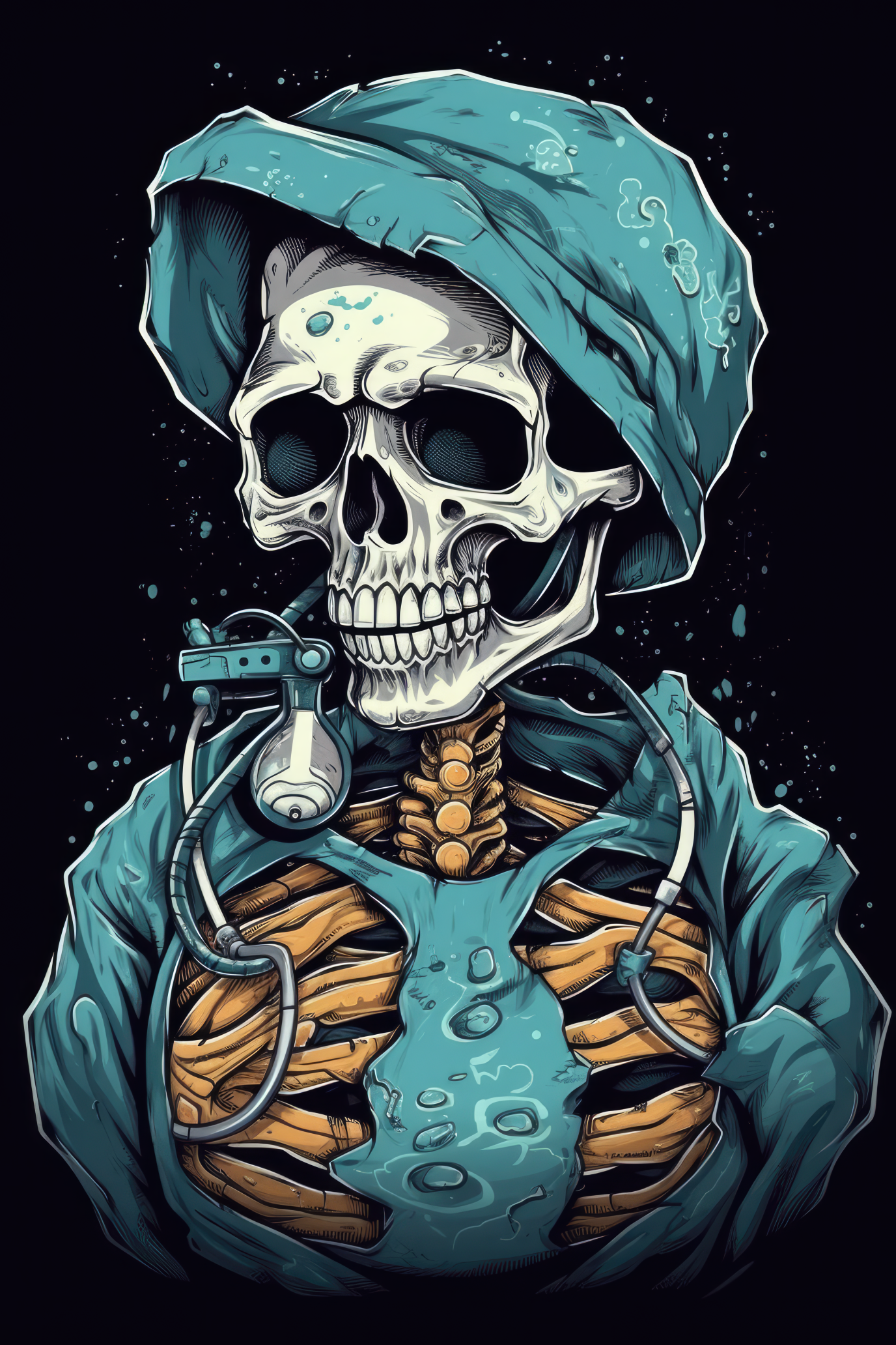 Cartoon Surgical mask skull Tshirt design (Paitakuva)