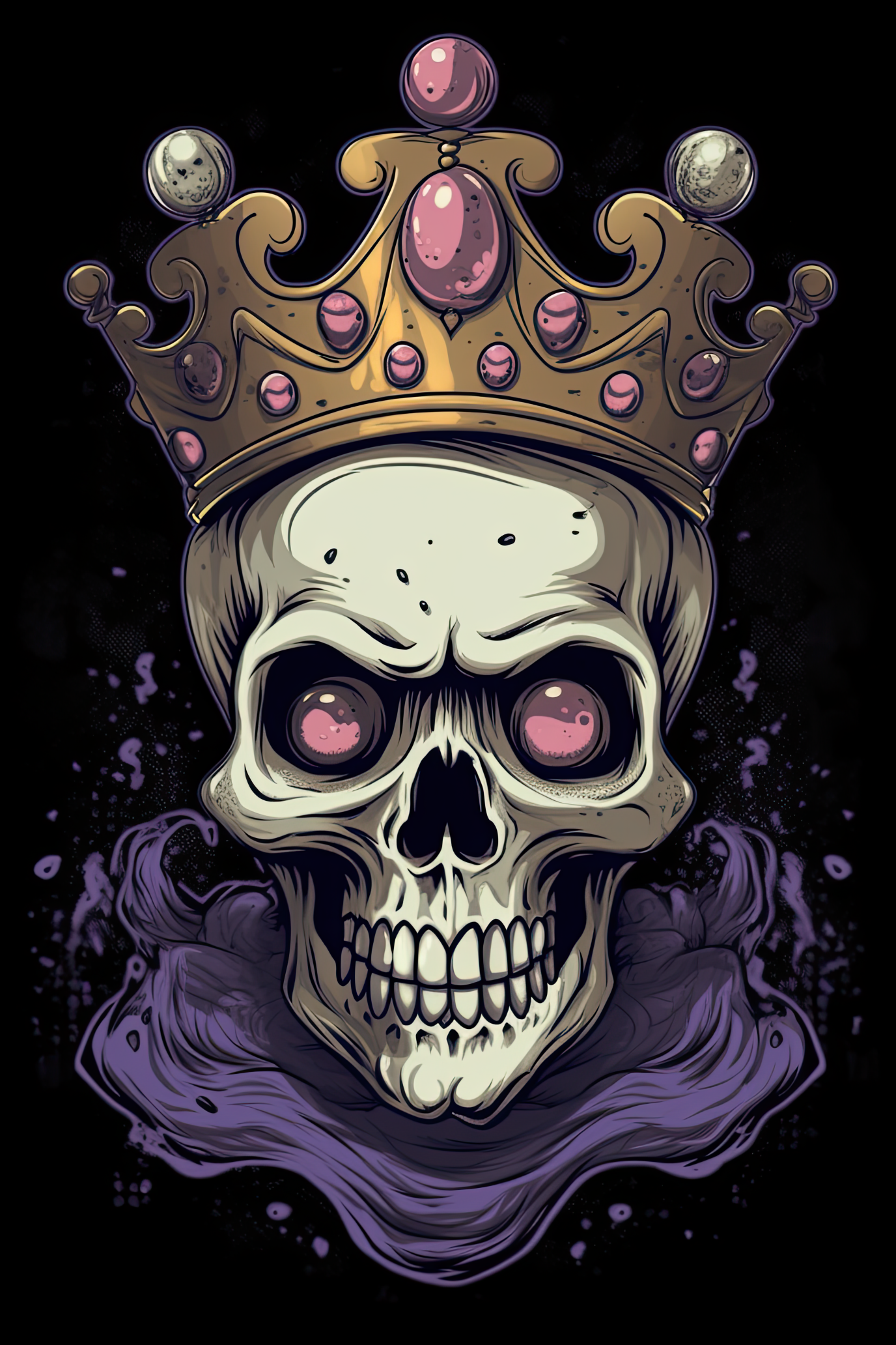 Cartoon Tiara princess skull Tshirt design 3 (Paitakuva)