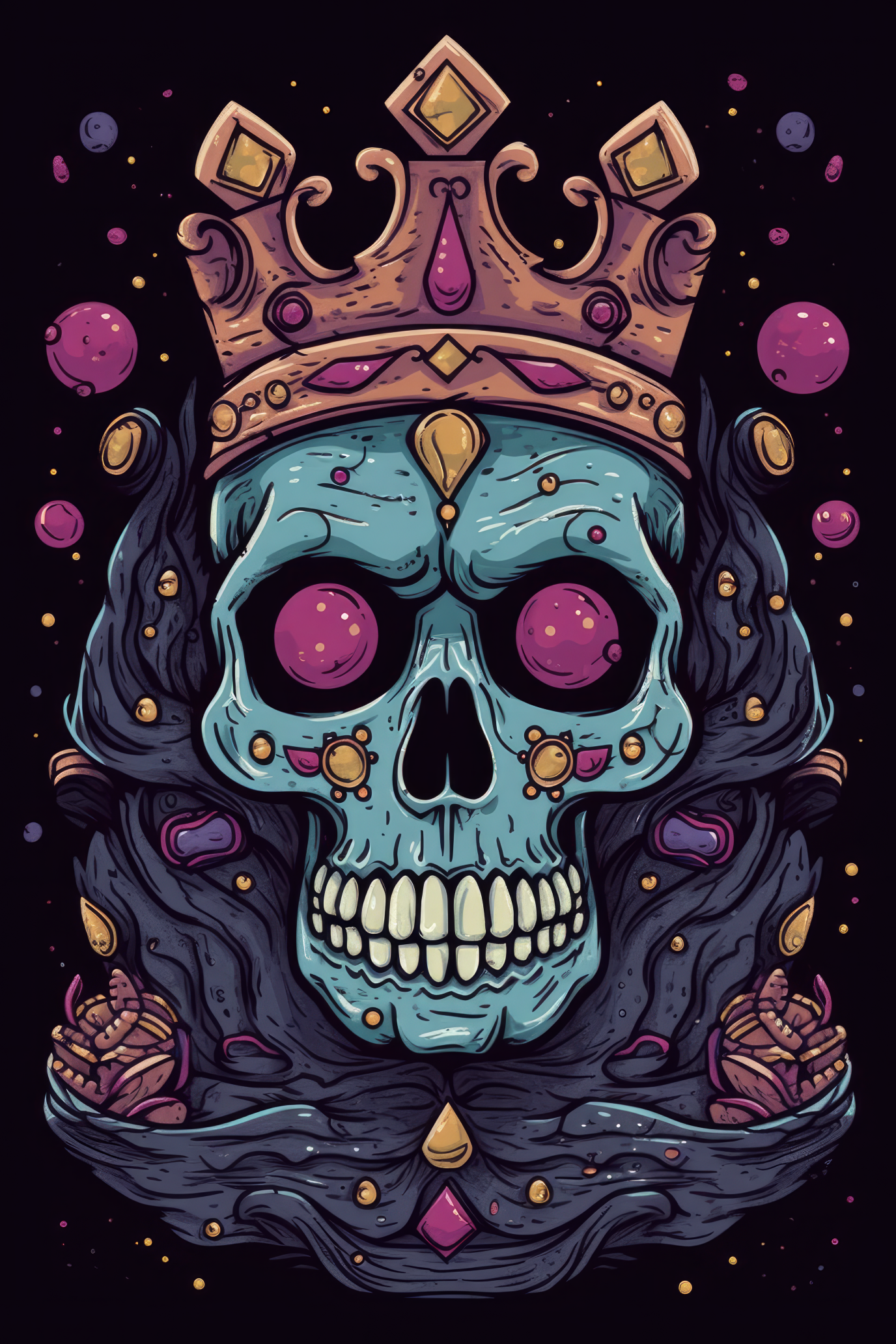 Cartoon Tiara princess skull Tshirt design (Paitakuva)