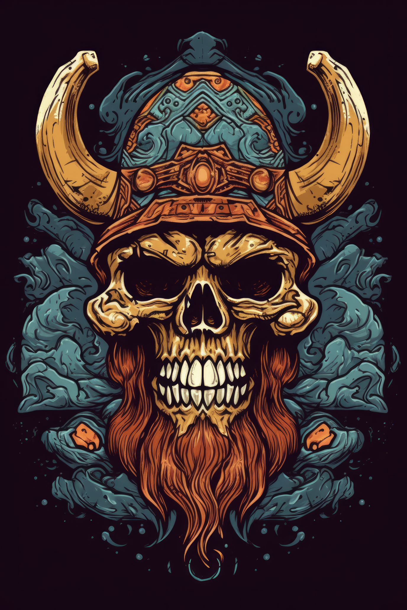 Cartoon Viking skull Tshirt design 1 (Paitakuva)