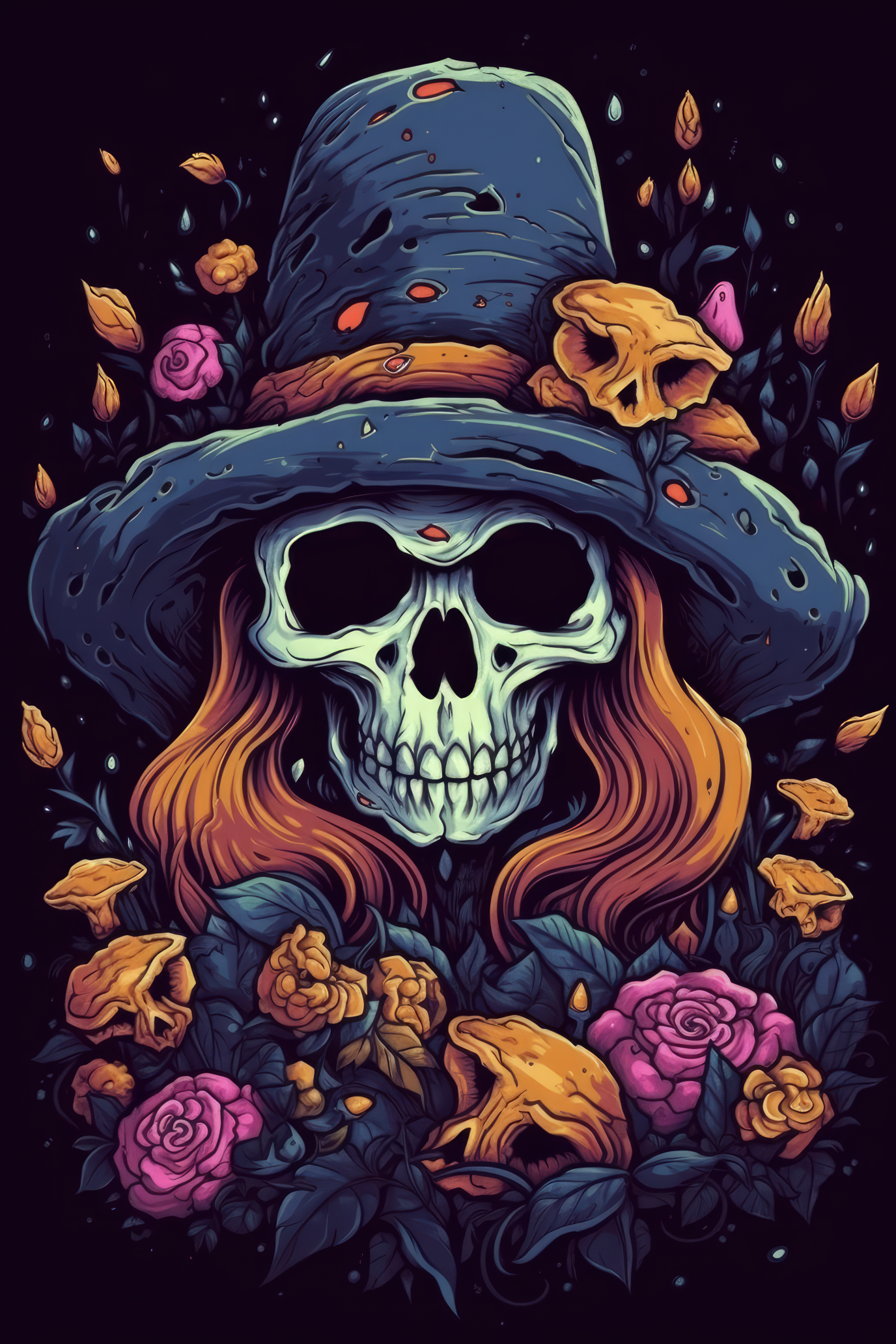 Cartoon Witch skull Tshirt design 1 (Paitakuva)