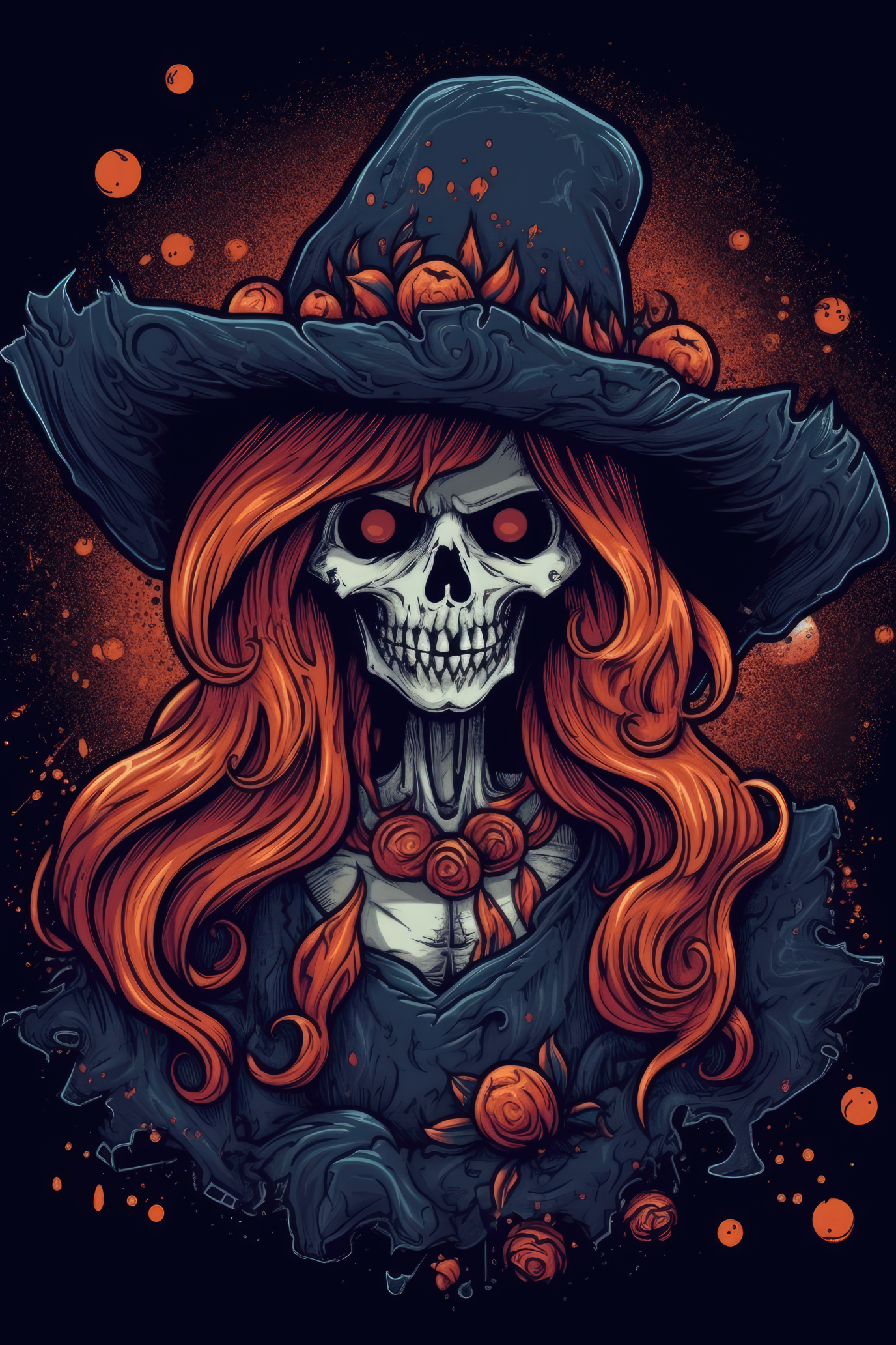 NAISTEN PAITA - Cartoon Witch skull (3083)