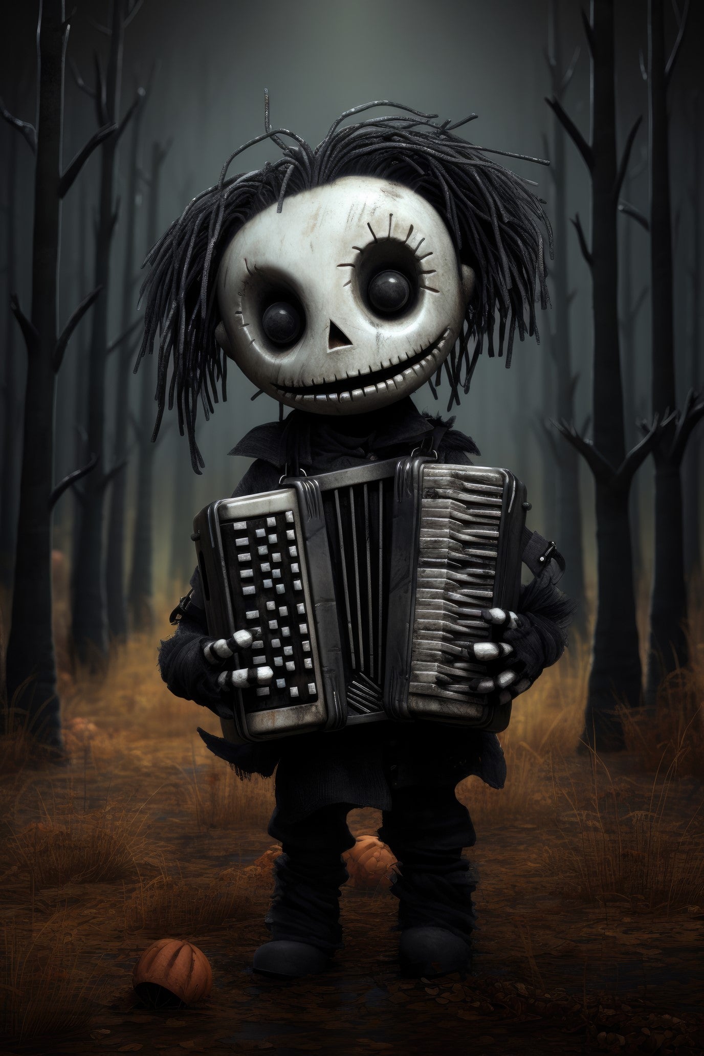 Character with accordion (paitakuva)