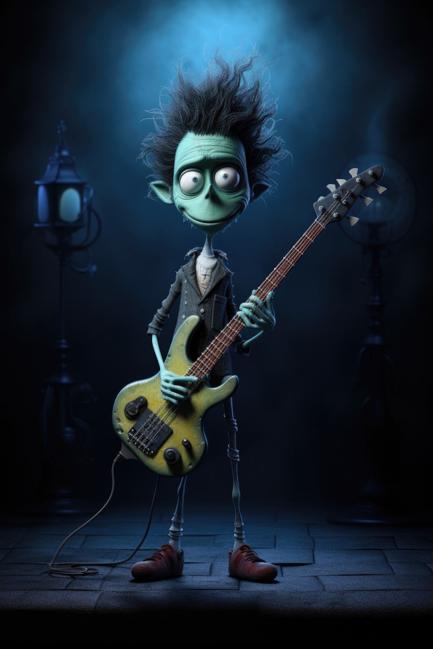 Character with bass guitar (paitakuva)