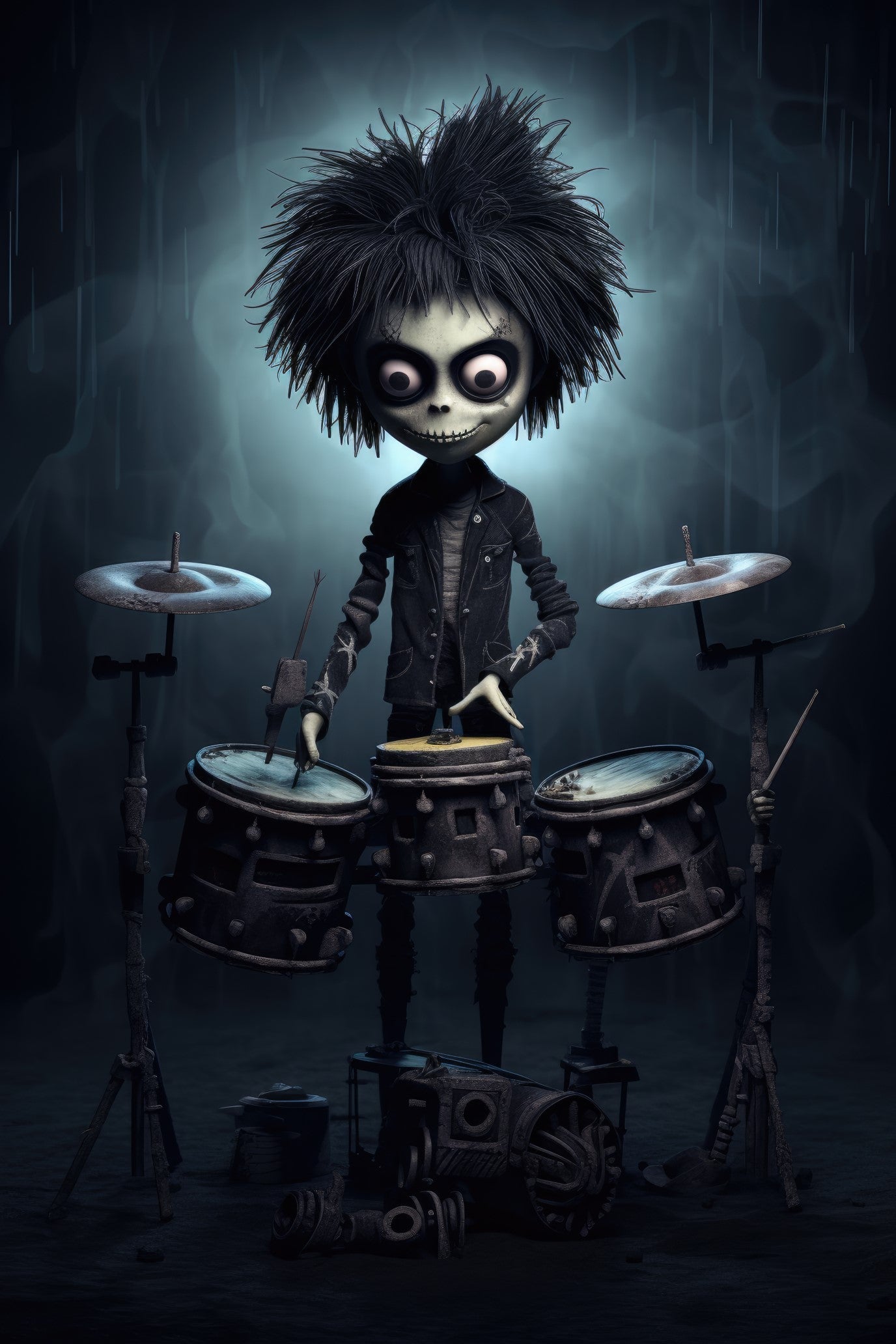 Character with electronic drum kit 1 (paitakuva)