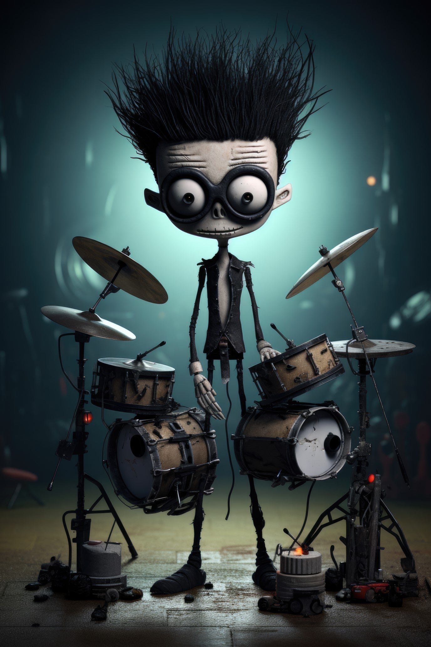 Character with electronic drum kit 2 (paitakuva)