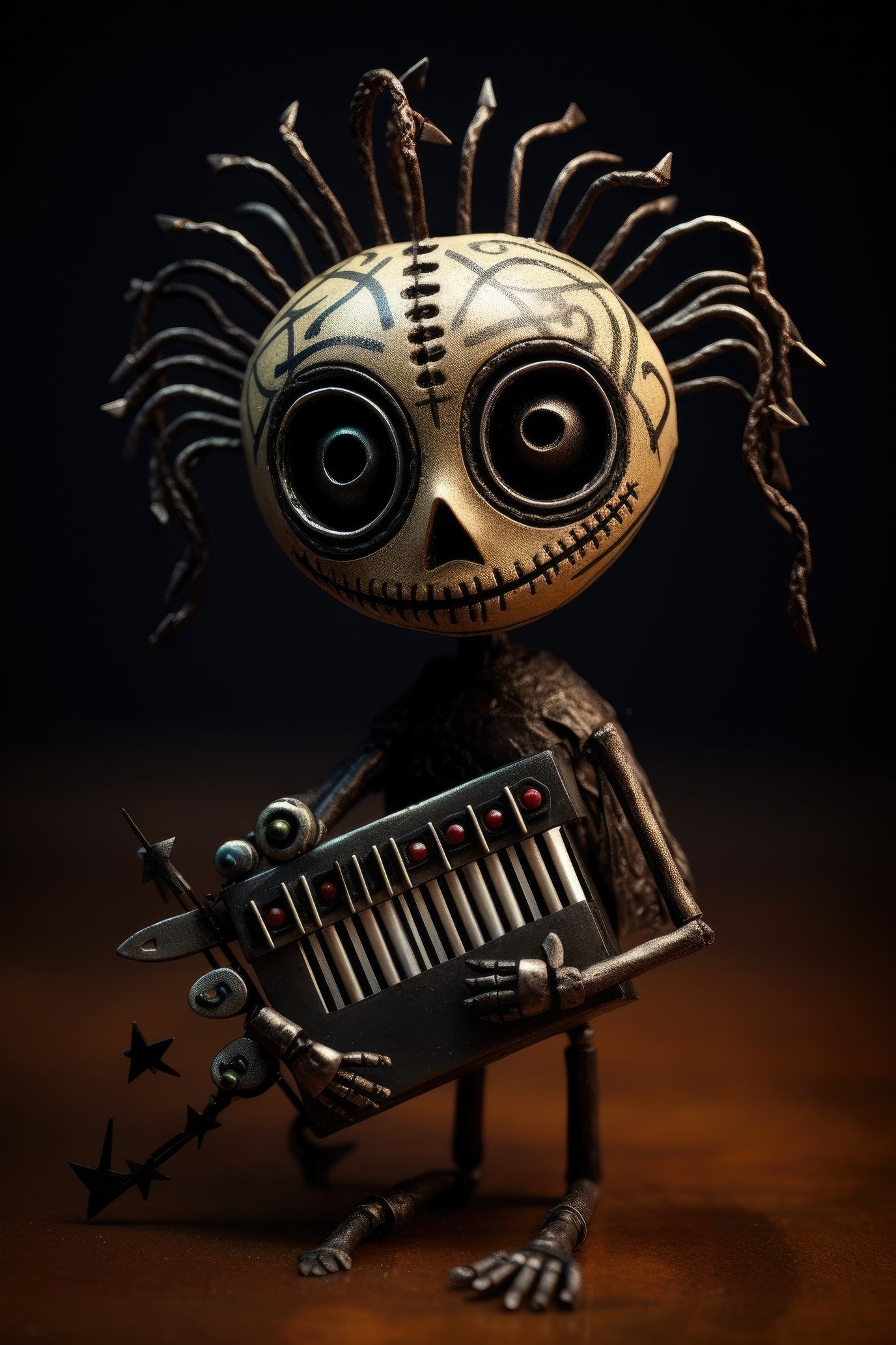 Character with kalimba thumb piano 2 (paitakuva)