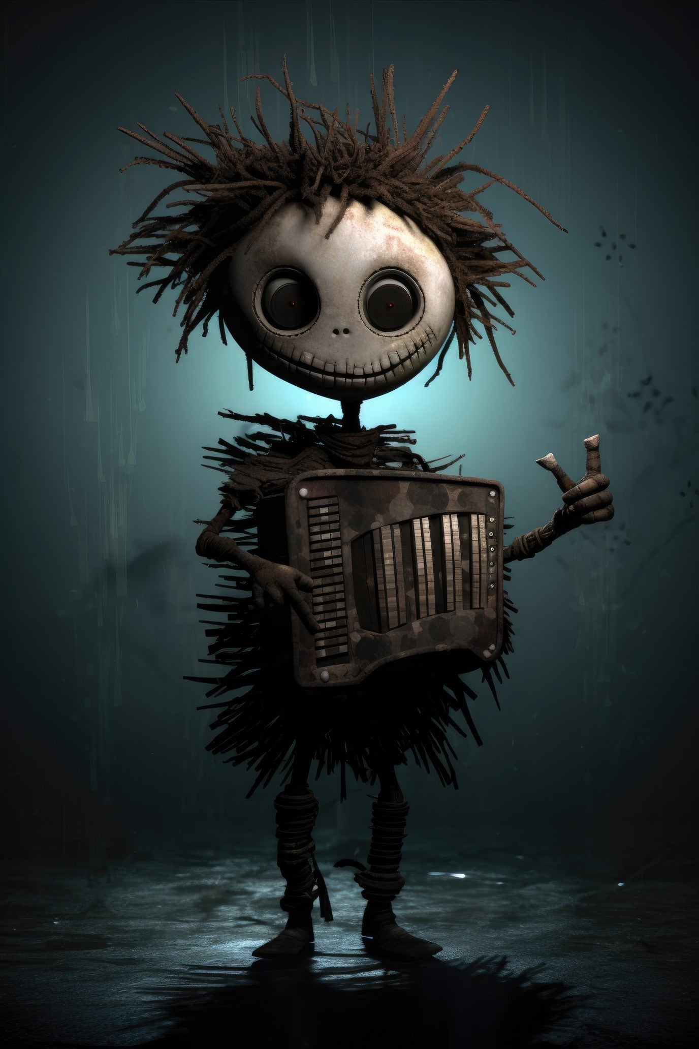 Character with kalimba thumb piano 3 (paitakuva)