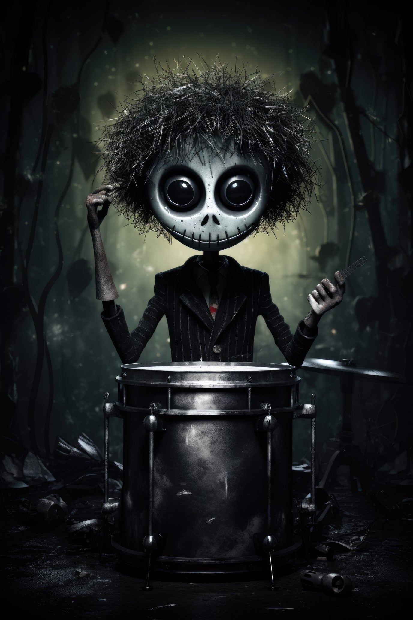 Character with steel drums 1 (paitakuva)