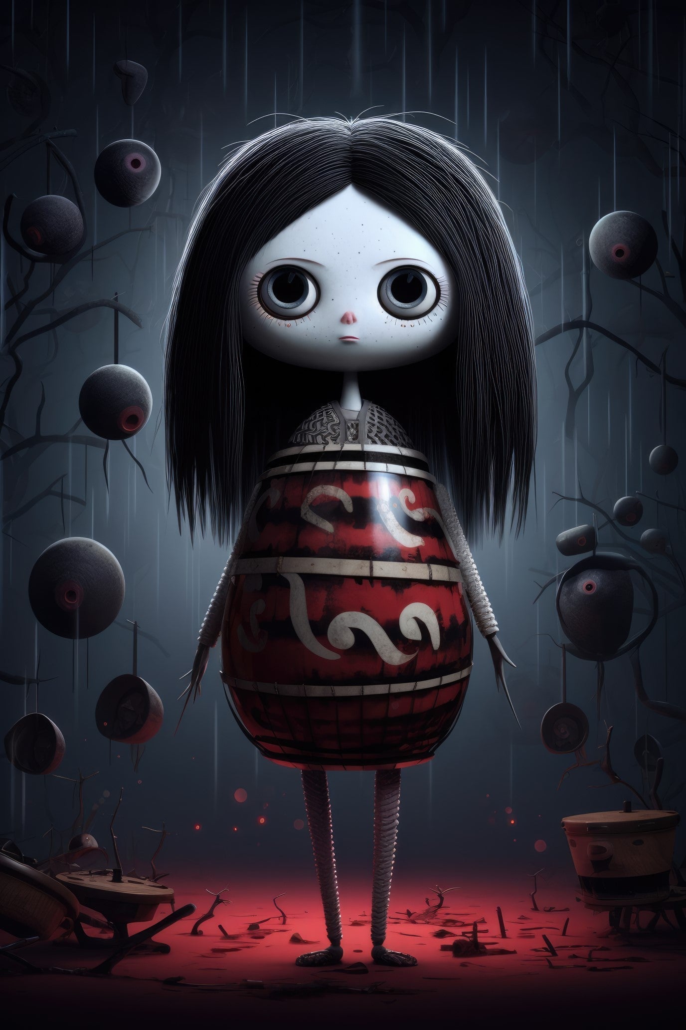 Character with taiko drums 2 (paitakuva)