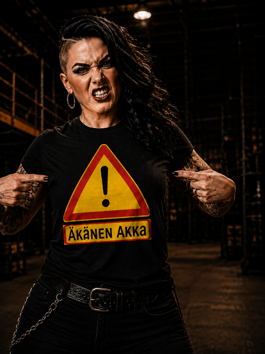 T-paita musta - Äkänen akka