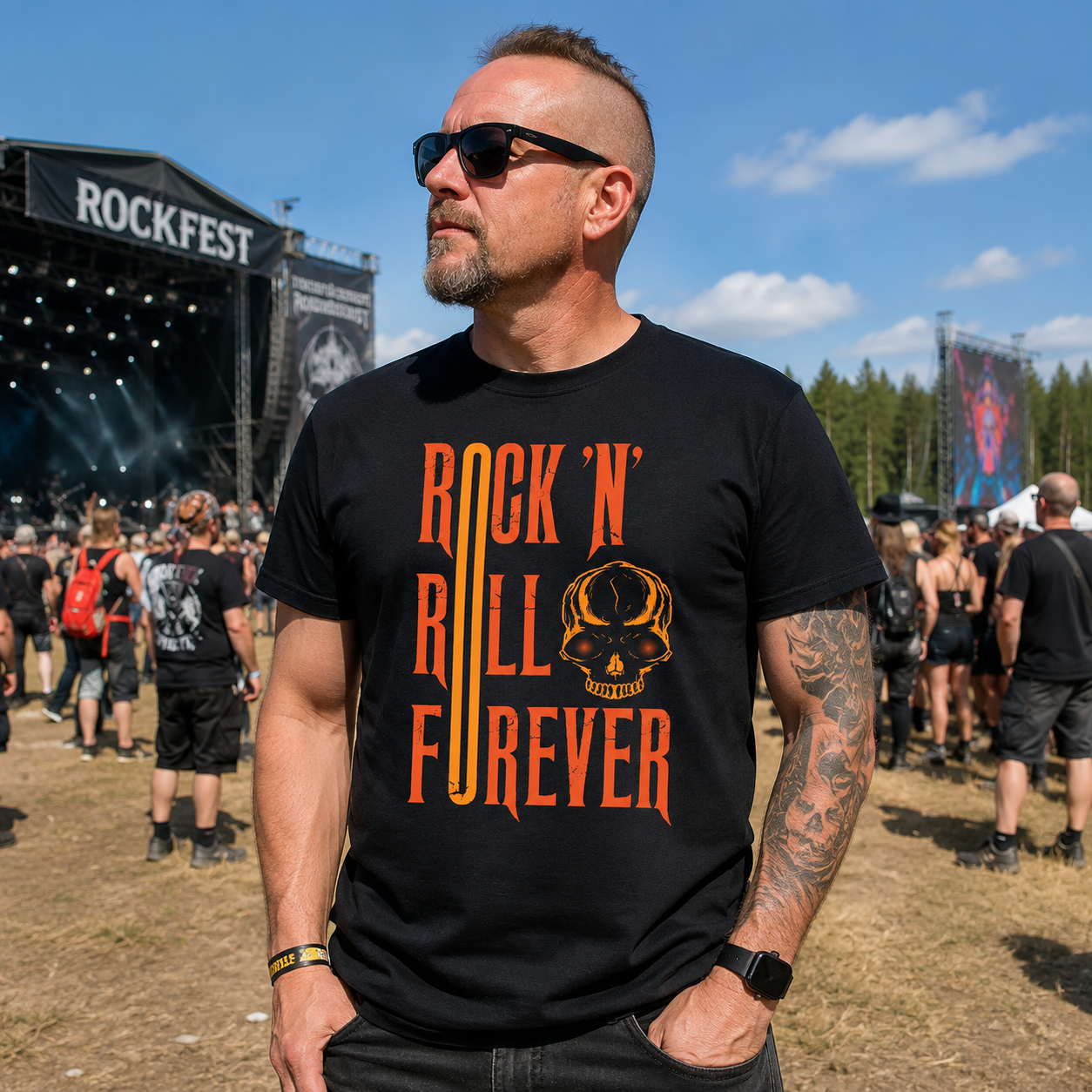 T-paita musta - Rock 'N' Roll Forever (00 853)