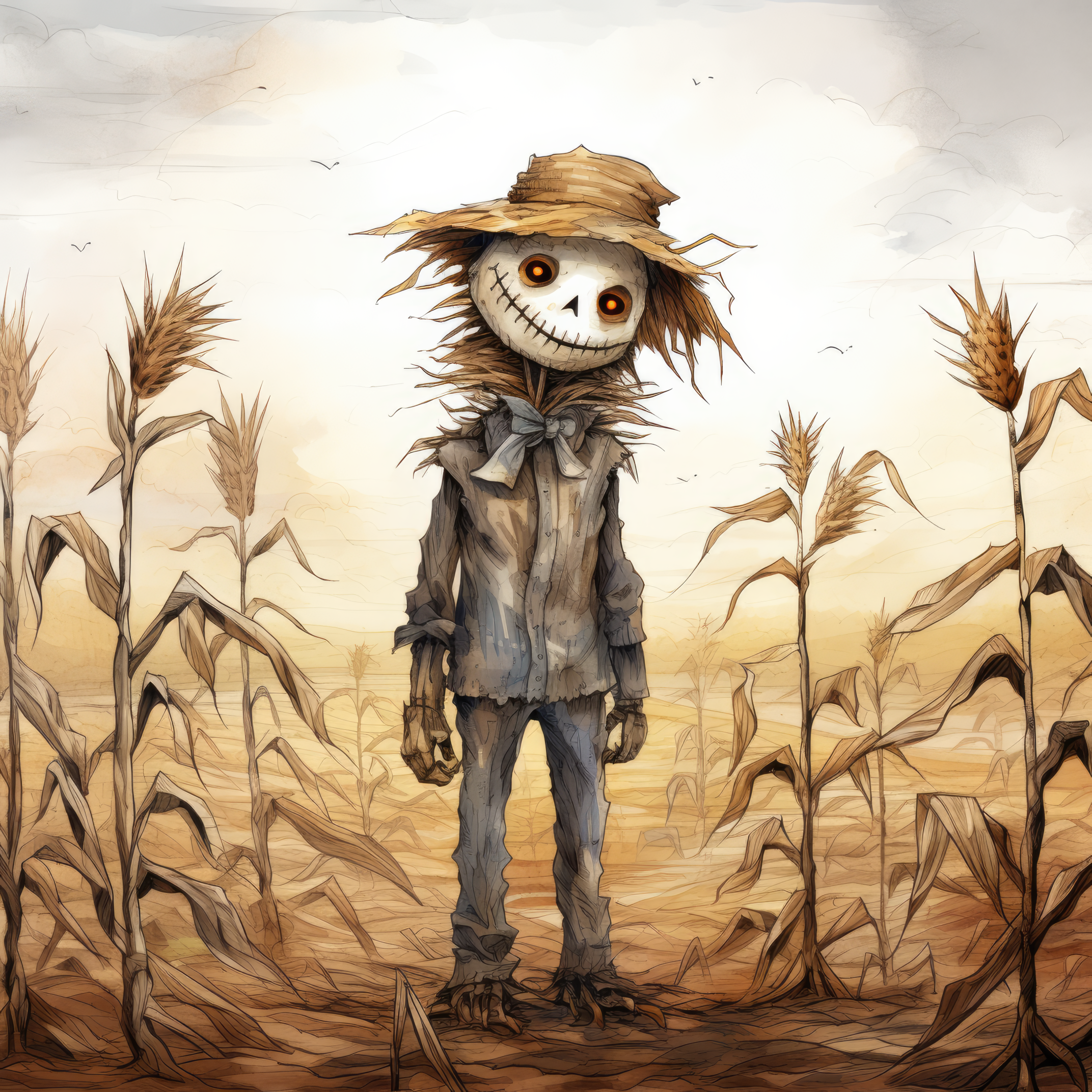 Creepy scarecrow in a cornfield 2 (paitakuva)