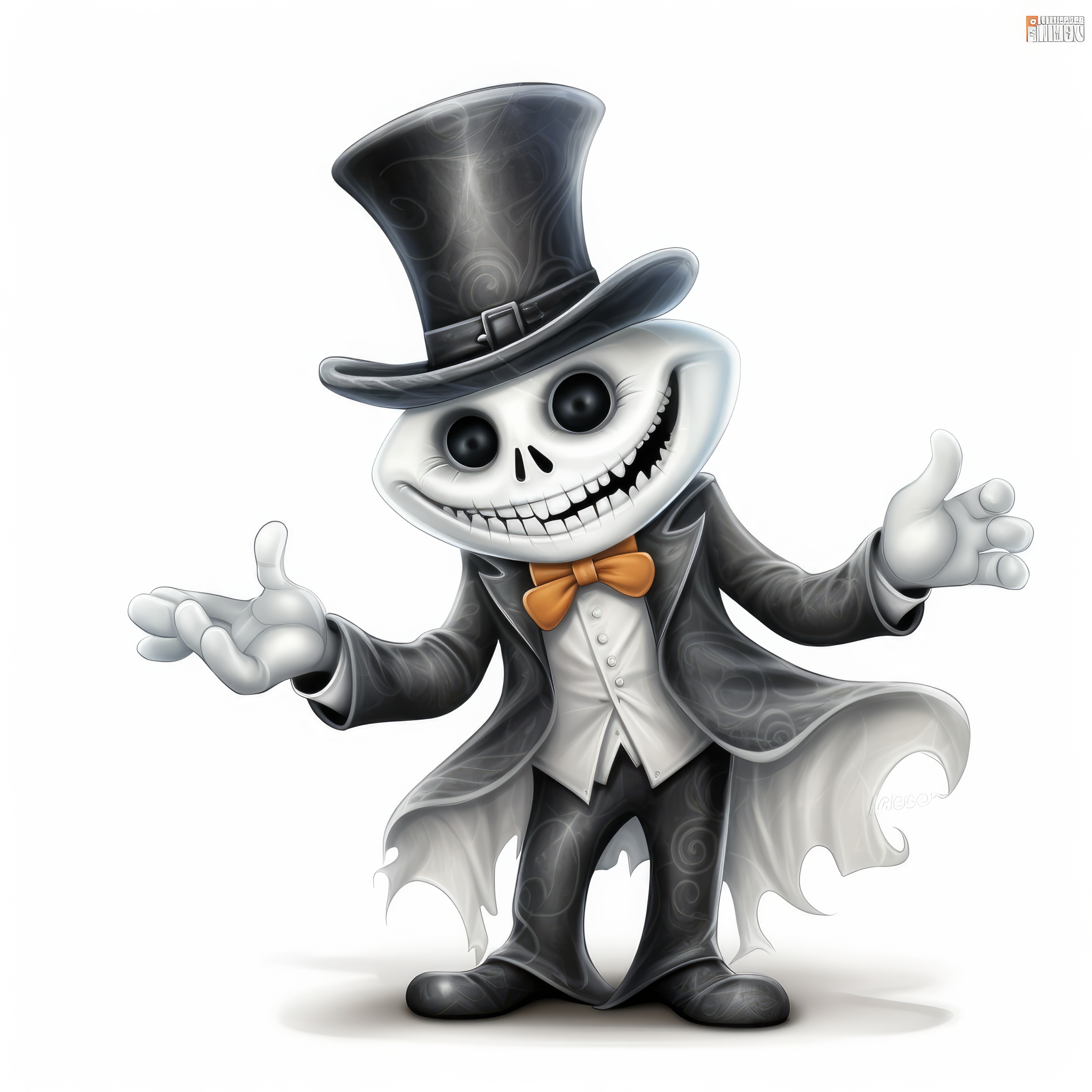 Ghost wearing a top hat hand-painted 2 (paitakuva)
